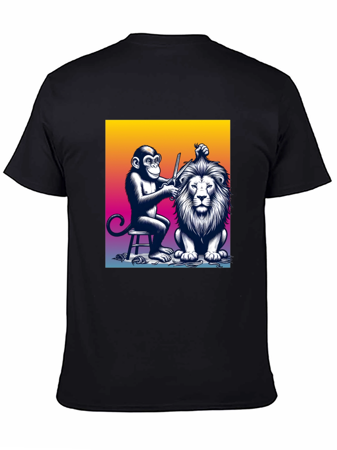Monkey Barber T-Shirt: Lion Haircut Graphic Tee