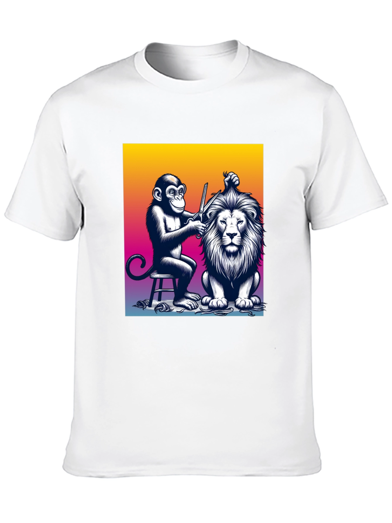 Monkey Barber T-Shirt: Lion Haircut Graphic Tee