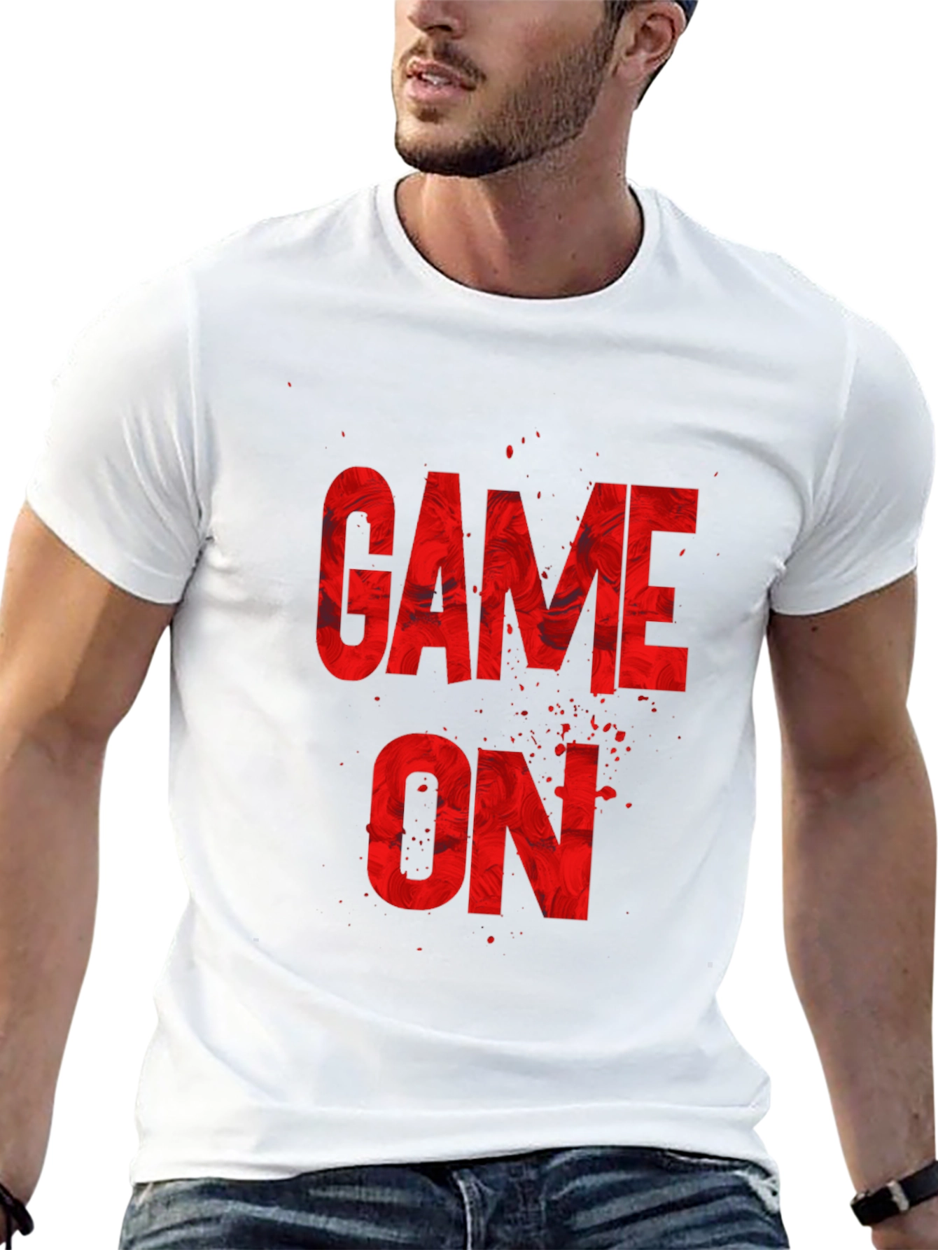 Game On Graphic Print T-Shirt - Black