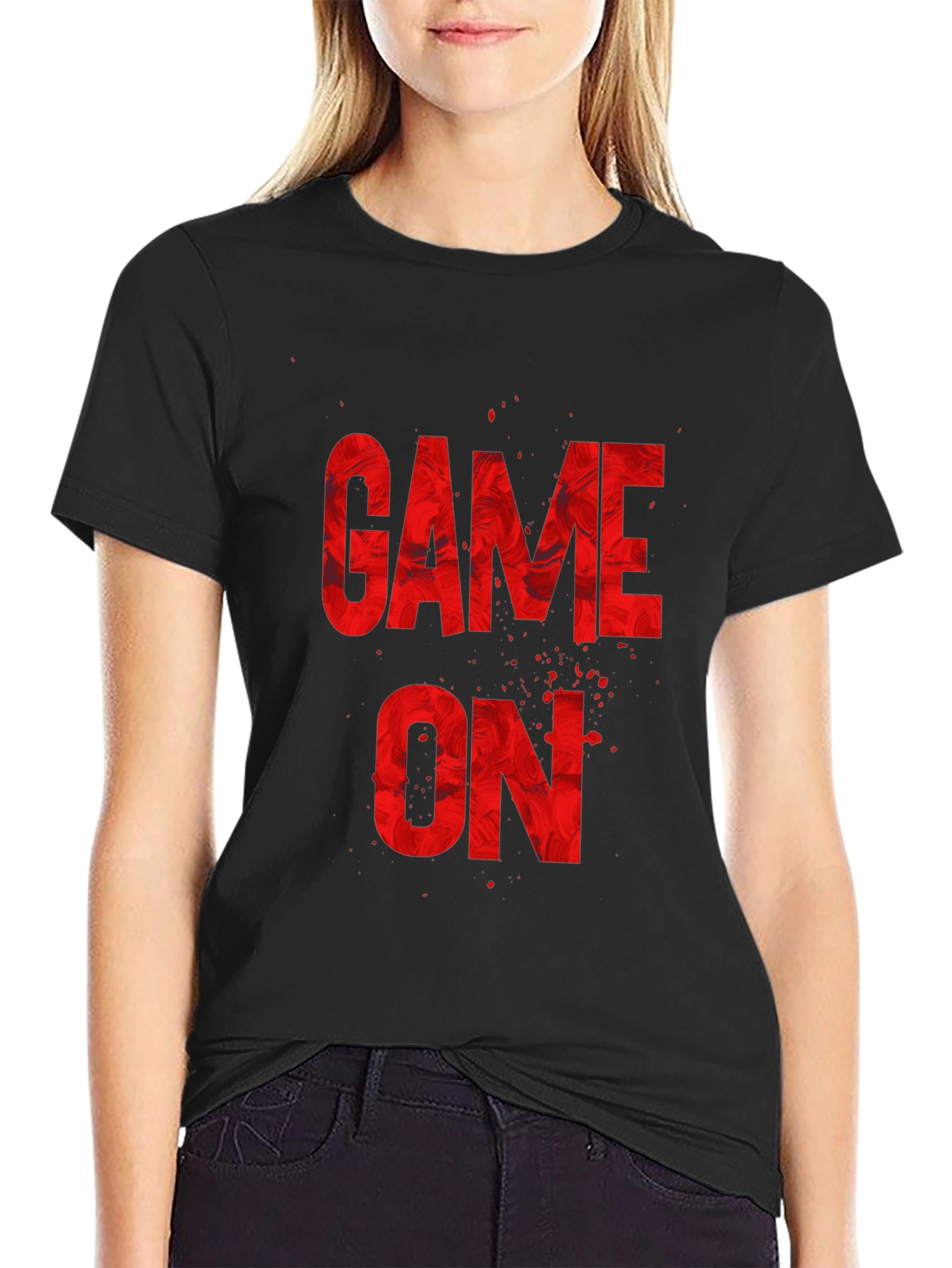 Game On Graphic Print T-Shirt - Black