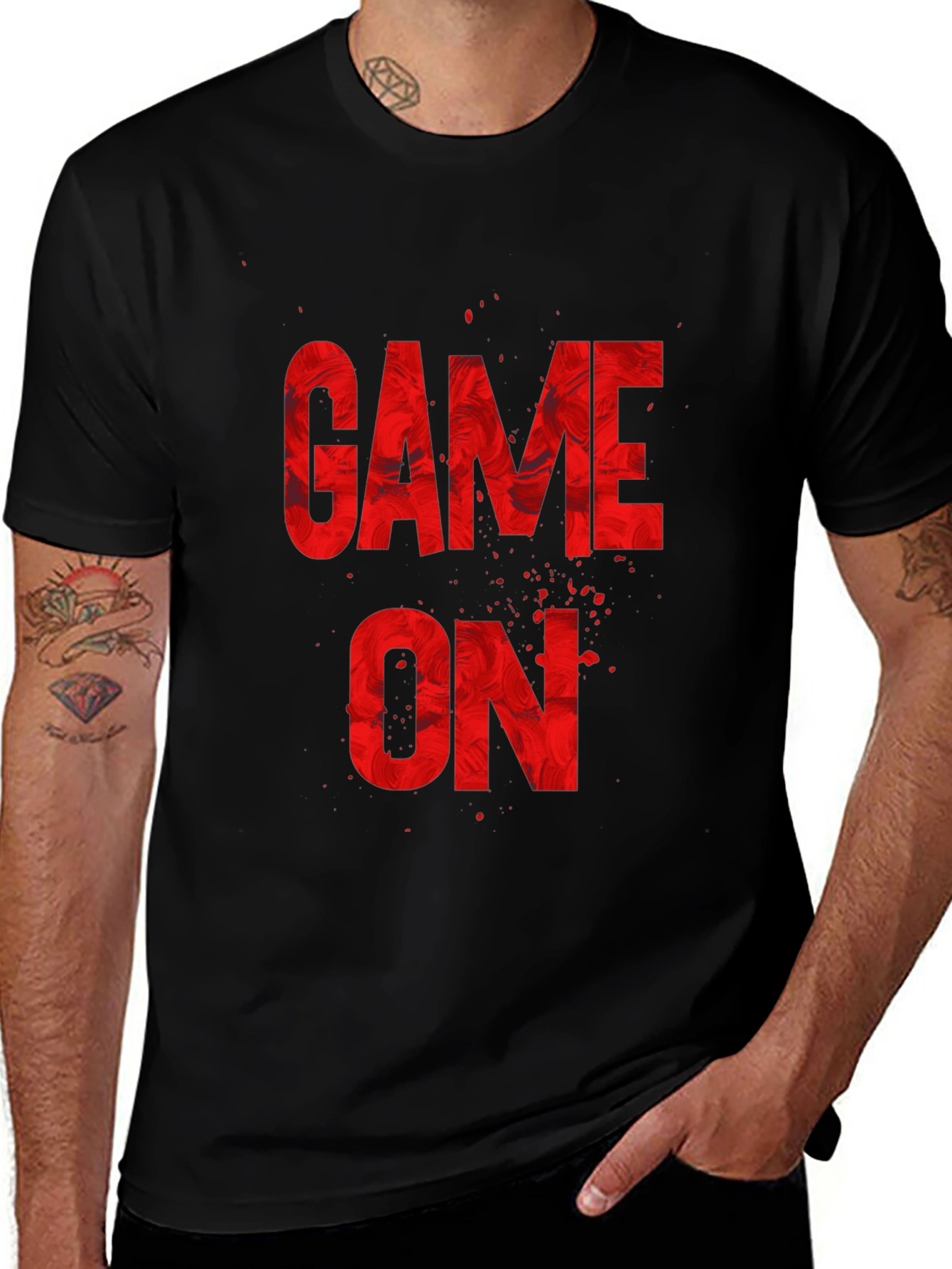 Game On Graphic Print T-Shirt - Black