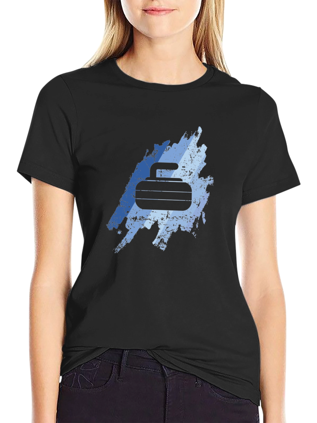 Curling Rock Graphic T-Shirt - Unique Design Tee