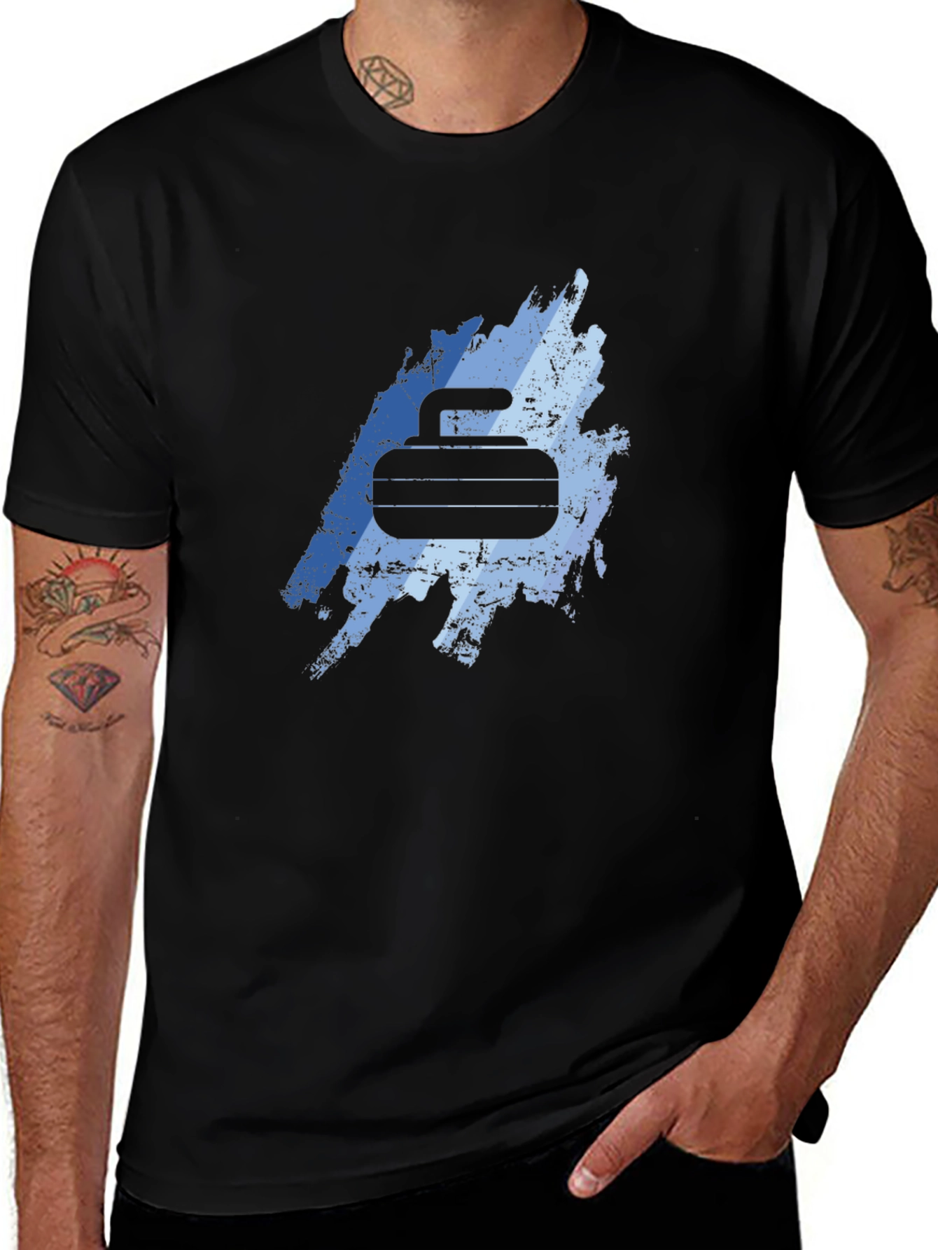 Curling Rock Graphic T-Shirt - Unique Design Tee