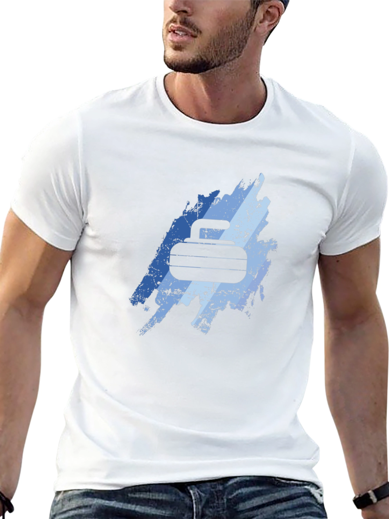 Curling Rock Graphic T-Shirt - Unique Design Tee