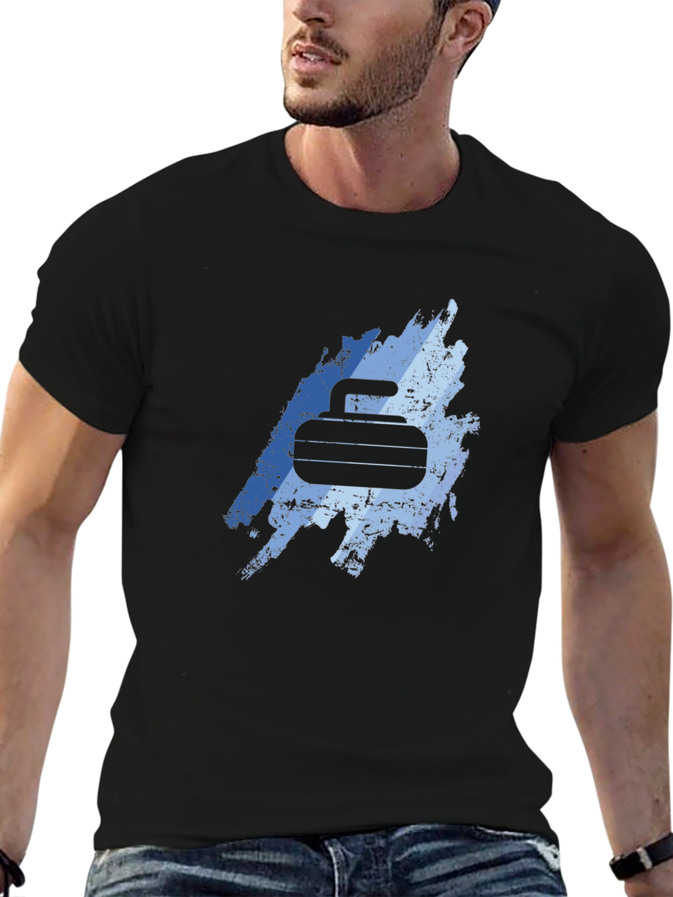 Curling Rock Graphic T-Shirt - Unique Design Tee