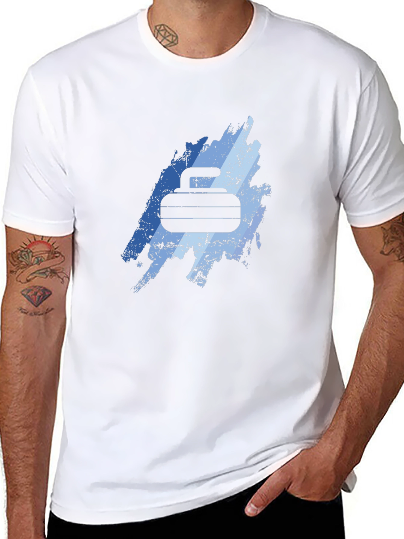 Curling Rock Graphic T-Shirt - Unique Design Tee