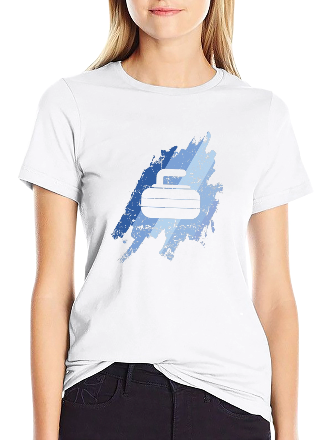 Curling Rock Graphic T-Shirt - Unique Design Tee