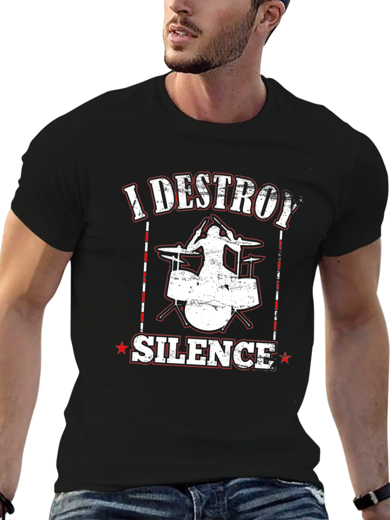 I Destroy Silence Drummer Black T-Shirt