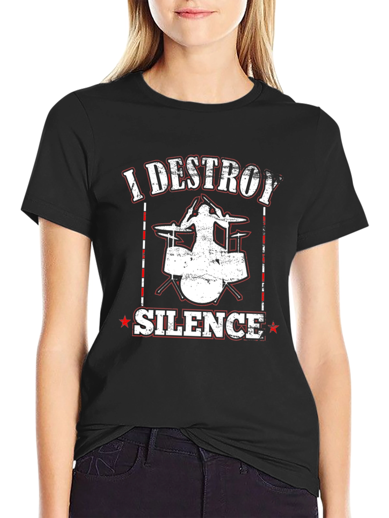 I Destroy Silence Drummer Black T-Shirt