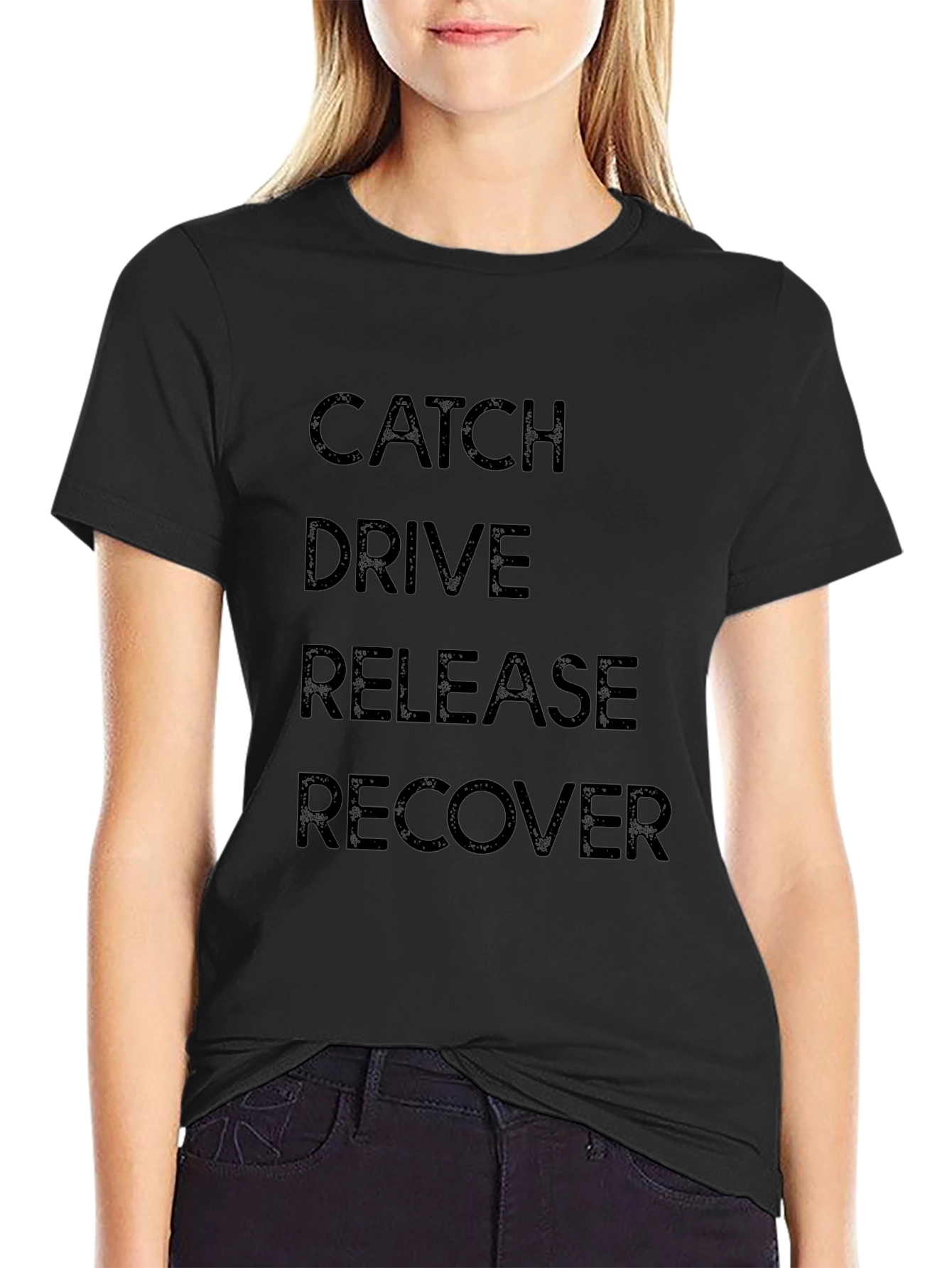 Catch Drive Release Recover Black Graphic Tee