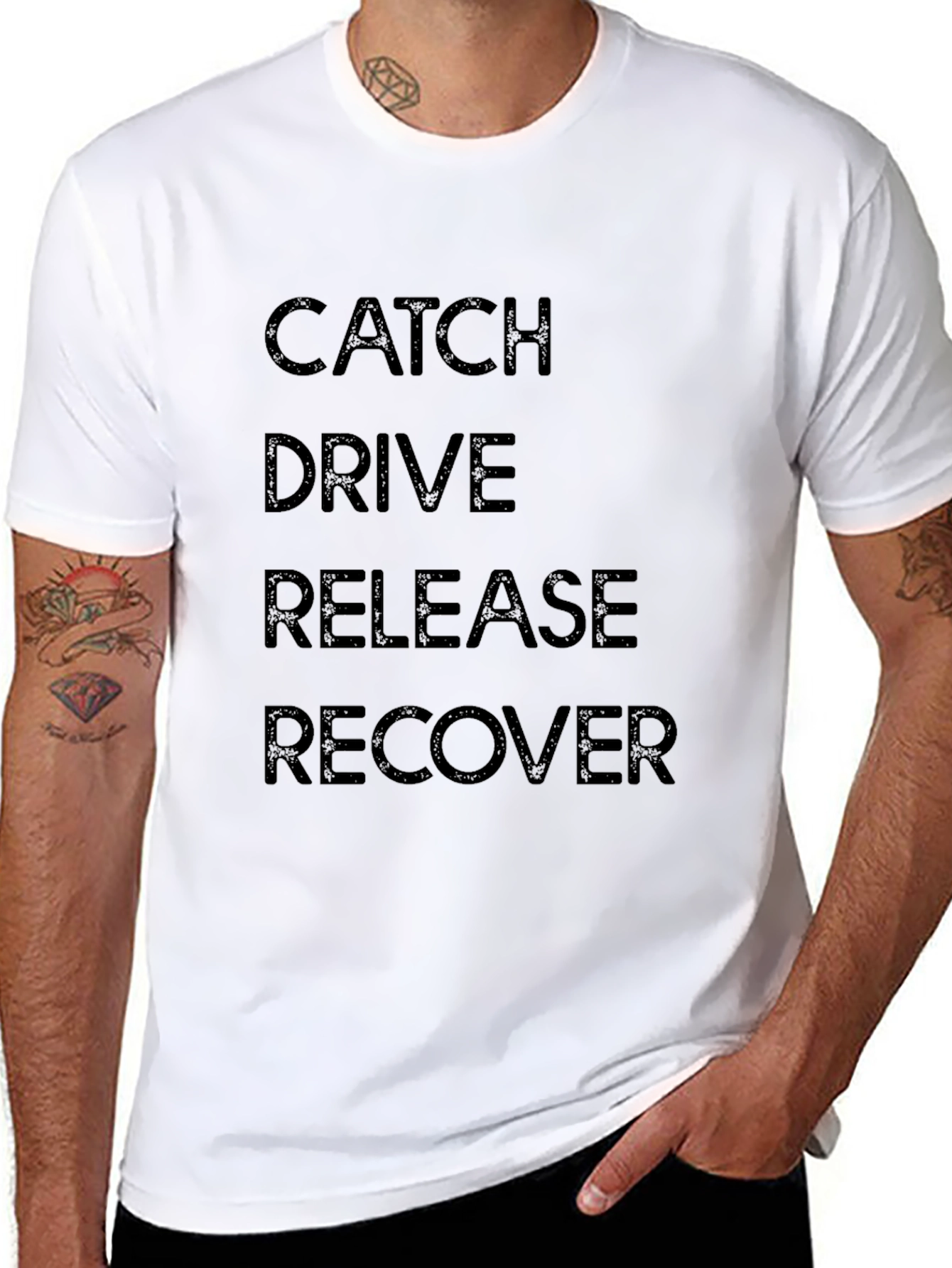 Catch Drive Release Recover Black Graphic Tee