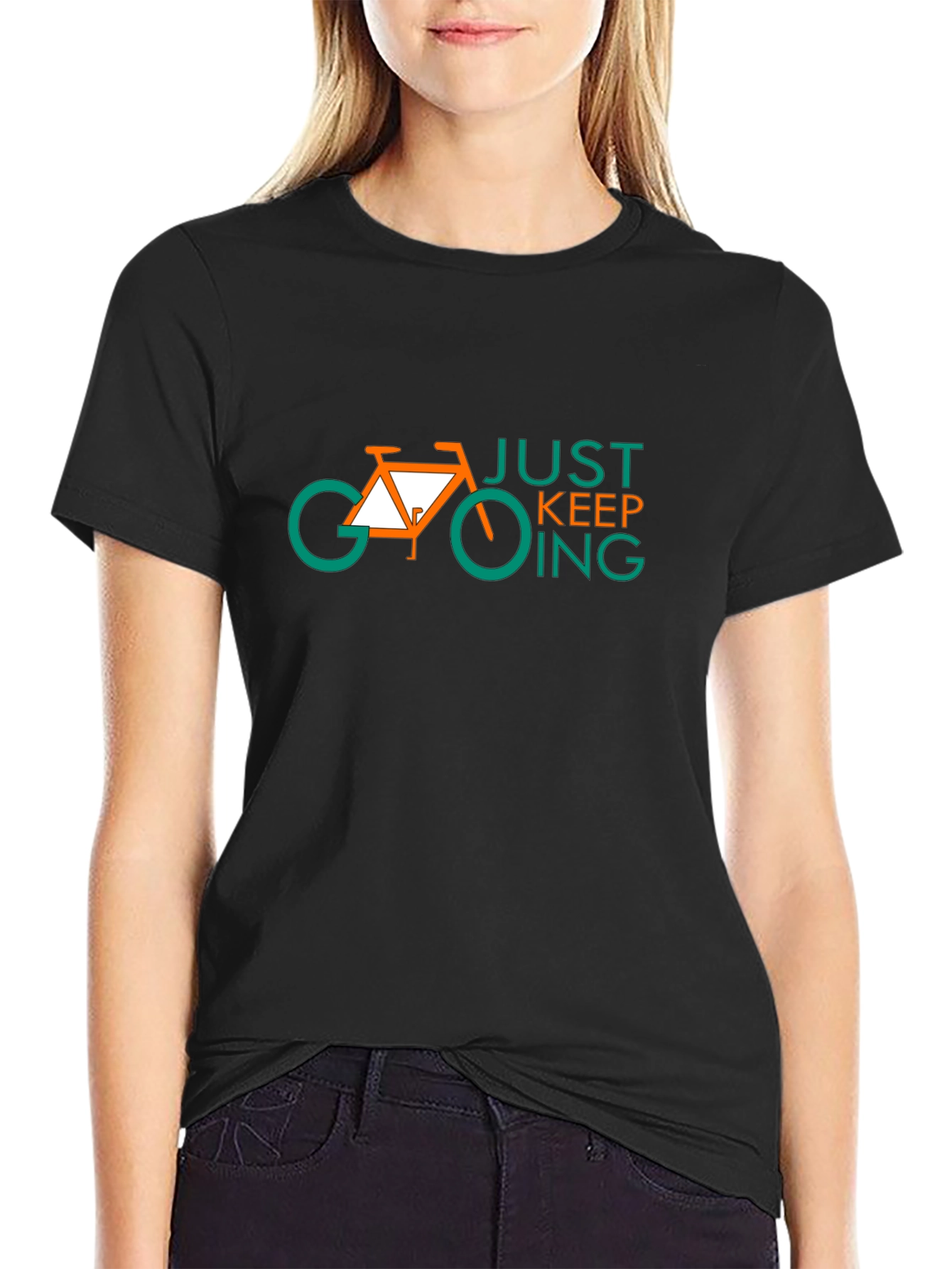 Just Keep Going Bike Graphic Tee - Black