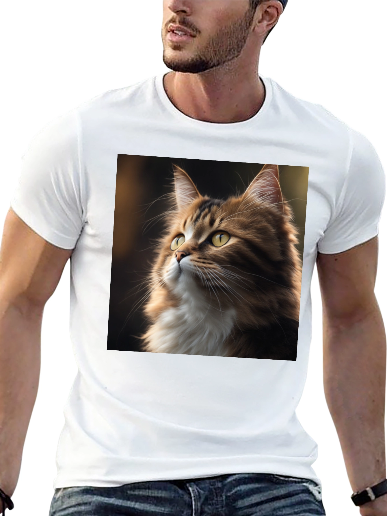 Cat Portrait Graphic Tee - Unisex Black T-Shirt