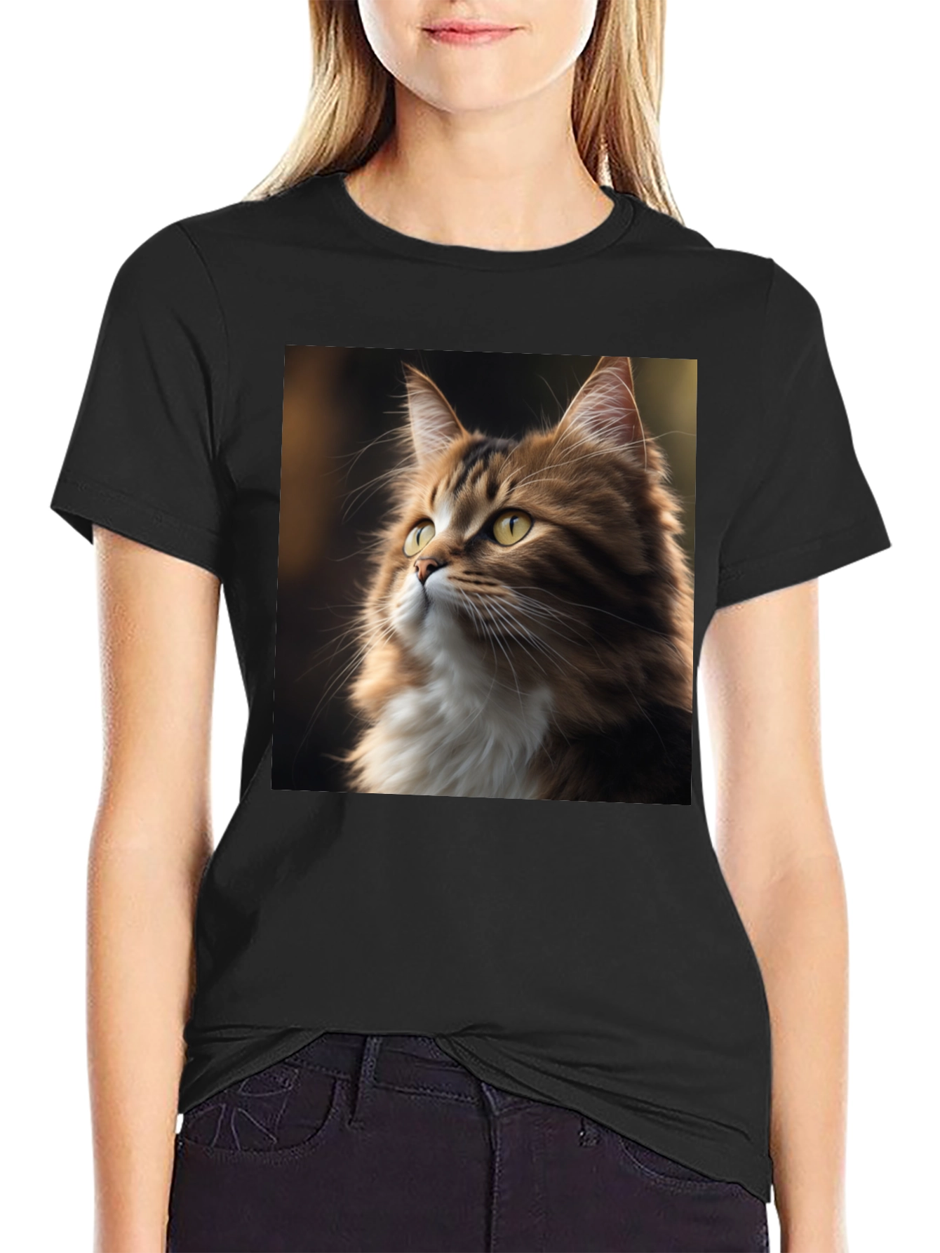 Cat Portrait Graphic Tee - Unisex Black T-Shirt