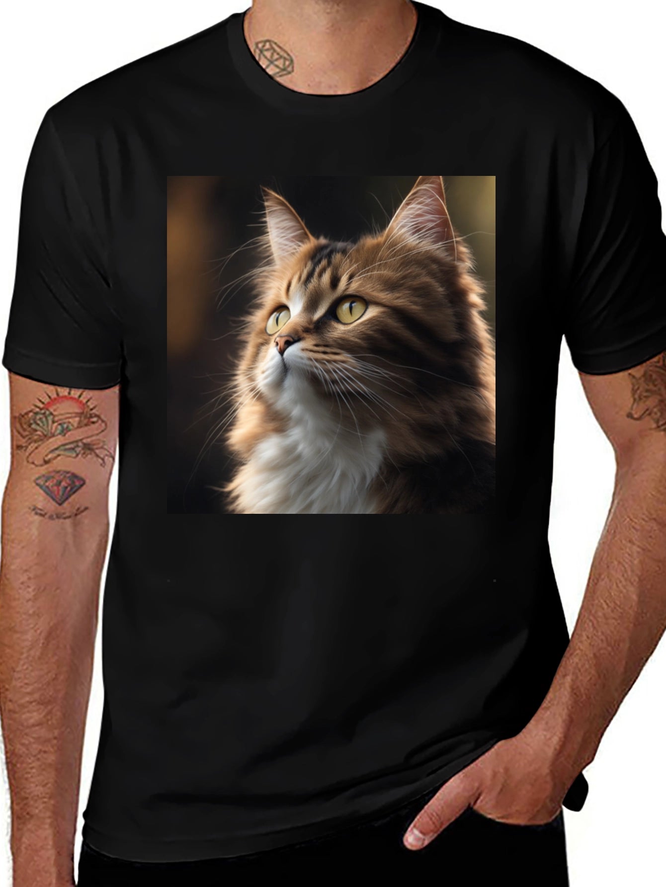 Cat Portrait Graphic Tee - Unisex Black T-Shirt
