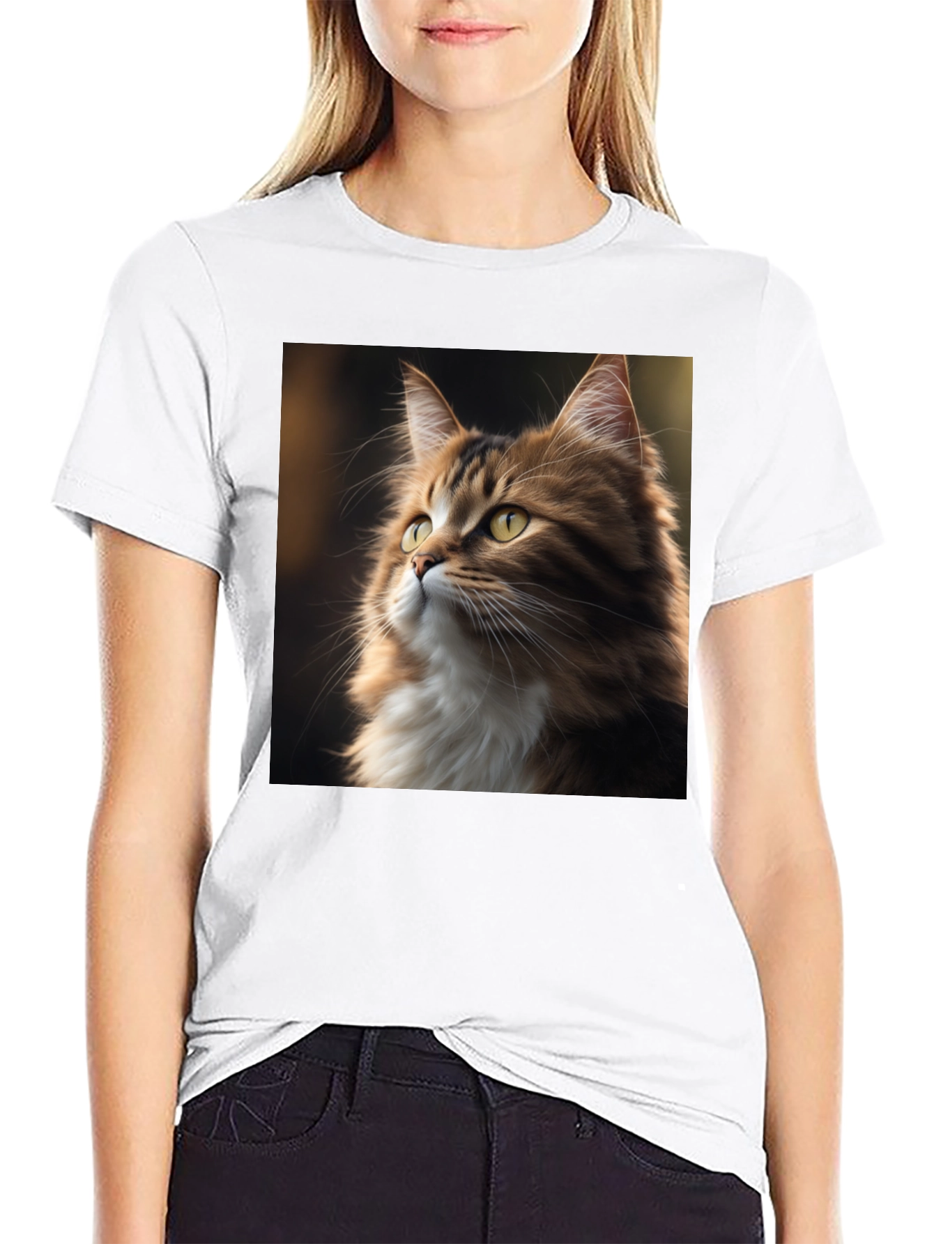 Cat Portrait Graphic Tee - Unisex Black T-Shirt
