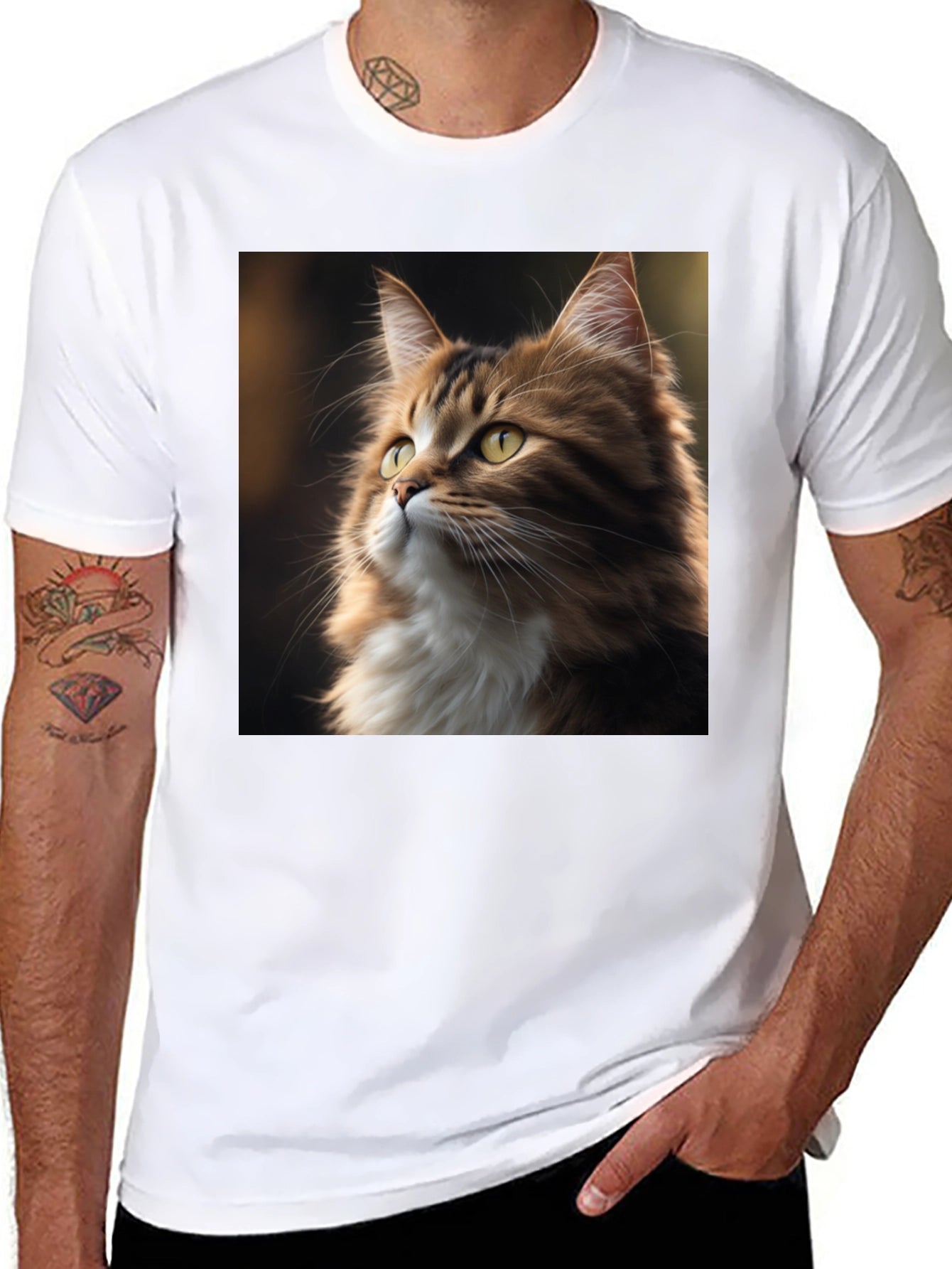 Cat Portrait Graphic Tee - Unisex Black T-Shirt