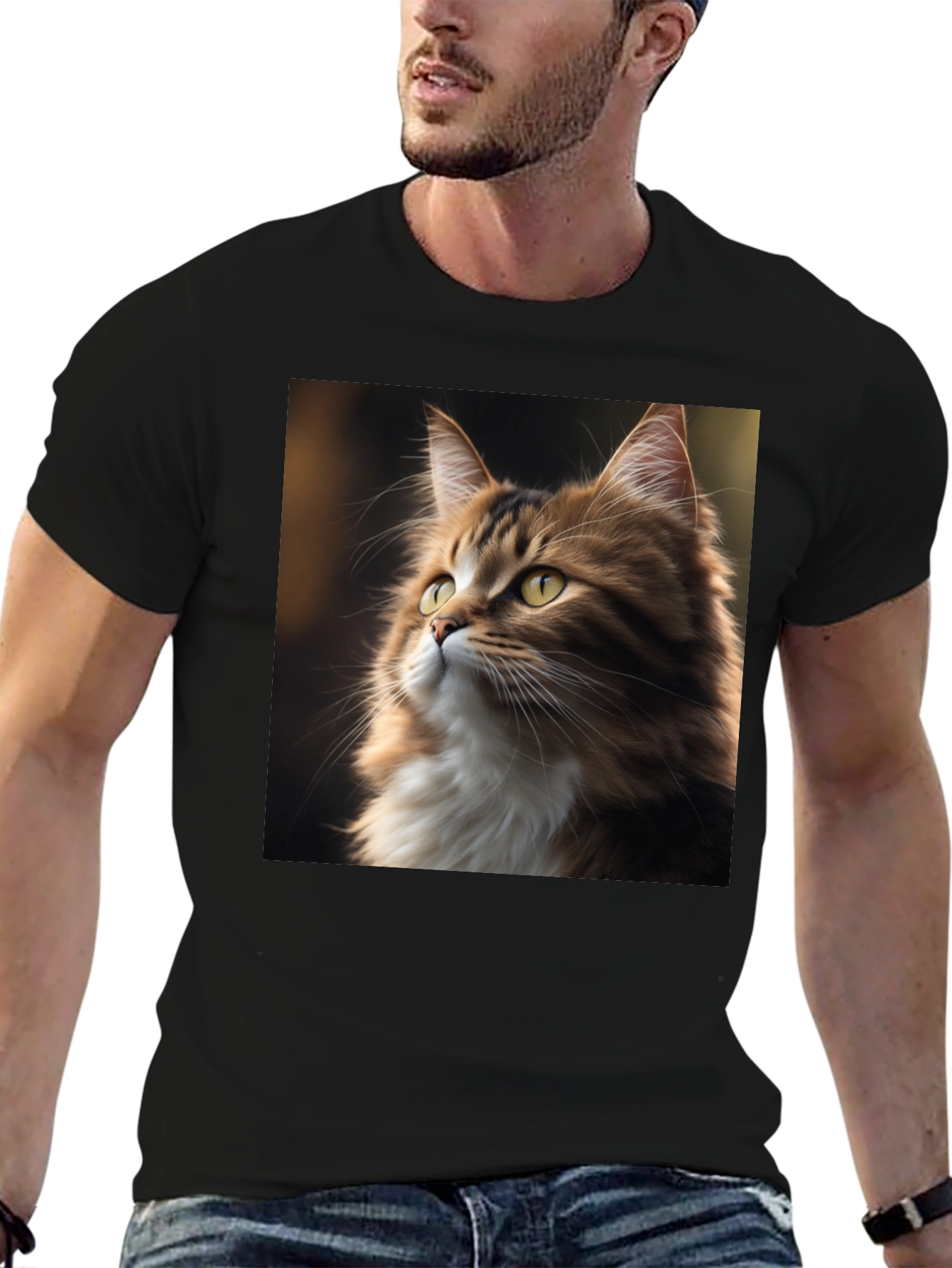 Cat Portrait Graphic Tee - Unisex Black T-Shirt