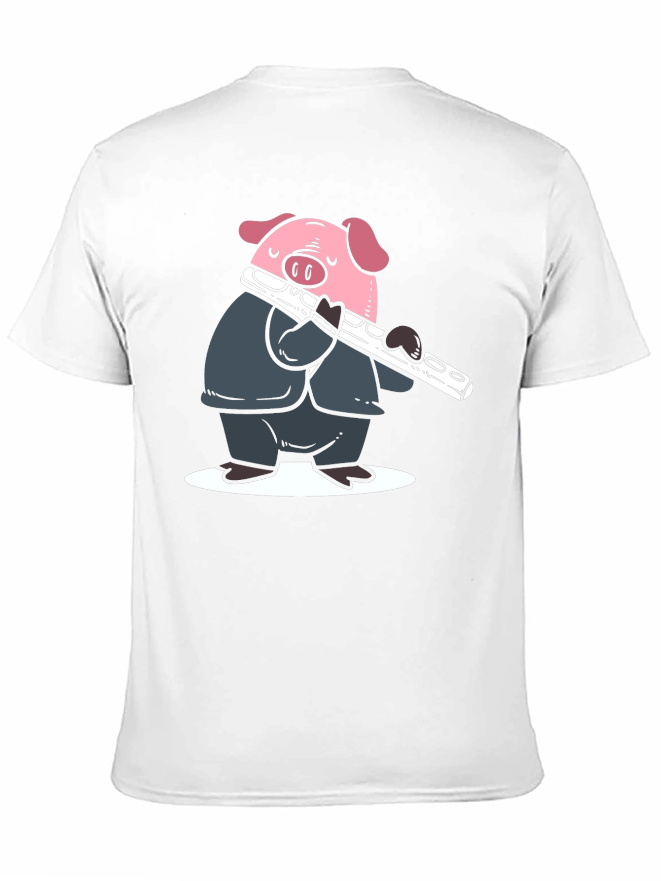 Pig Flute Player Graphic T-Shirt - Black