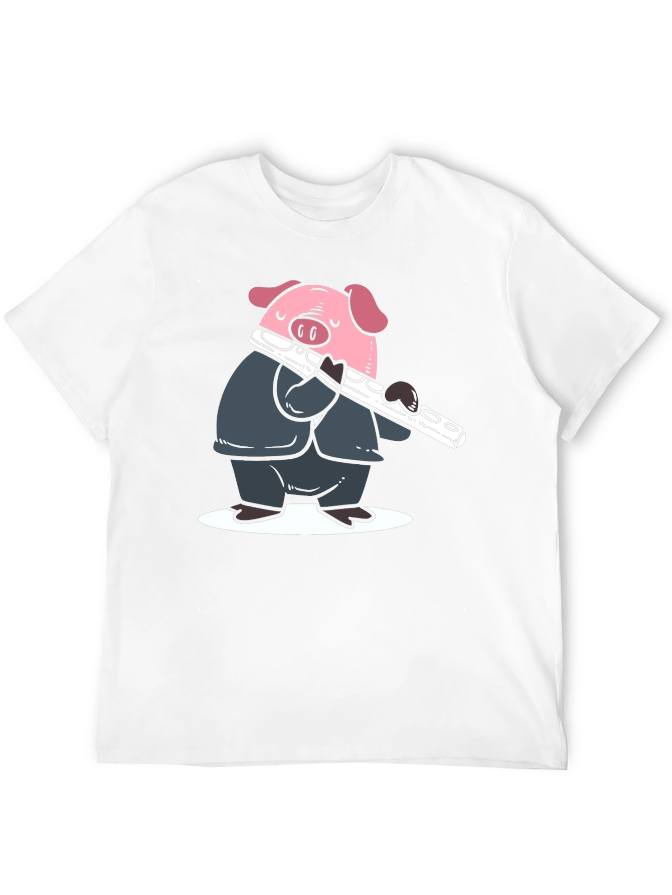 Pig Flute Player Graphic T-Shirt - Black