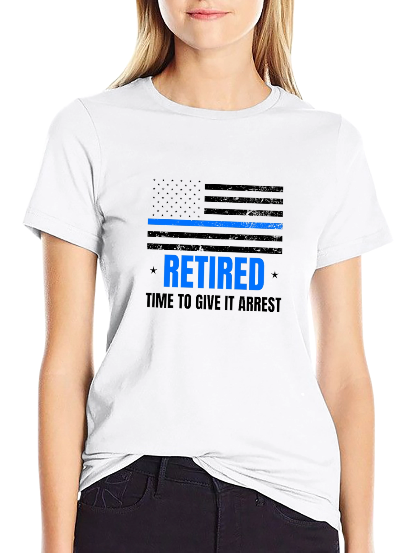 Retired Police Officer T-Shirt - Blue Line