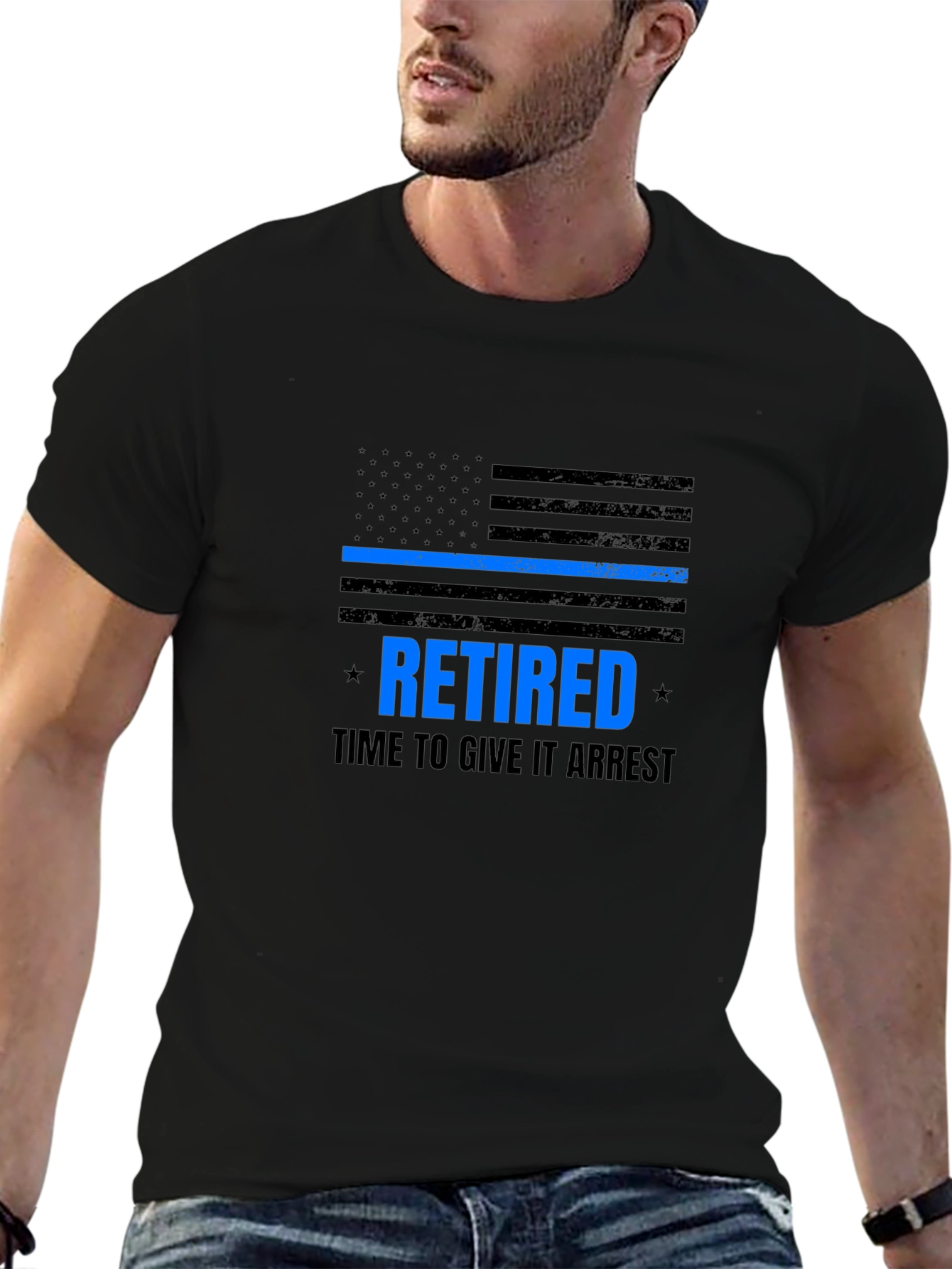 Retired Police Officer T-Shirt - Blue Line