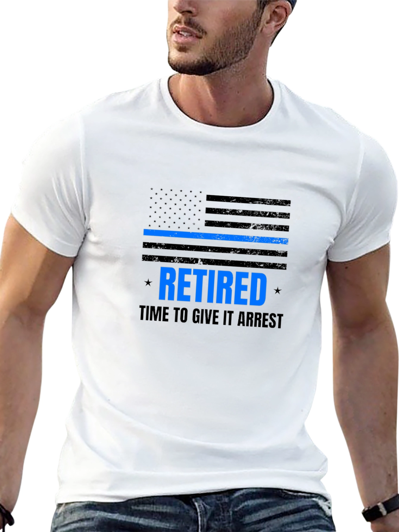 Retired Police Officer T-Shirt - Blue Line