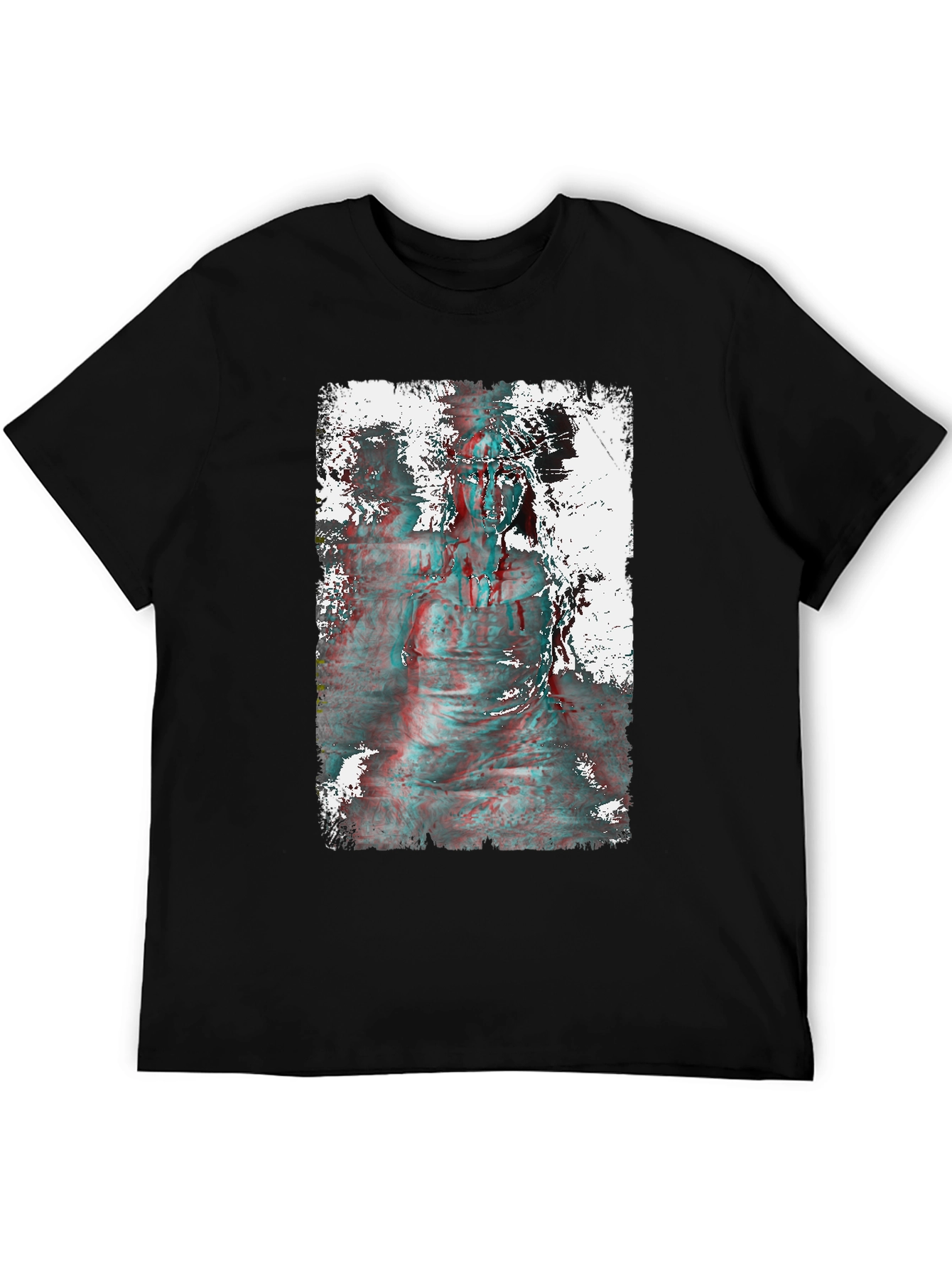 Distorted Statue Graphic Print Black T-Shirt