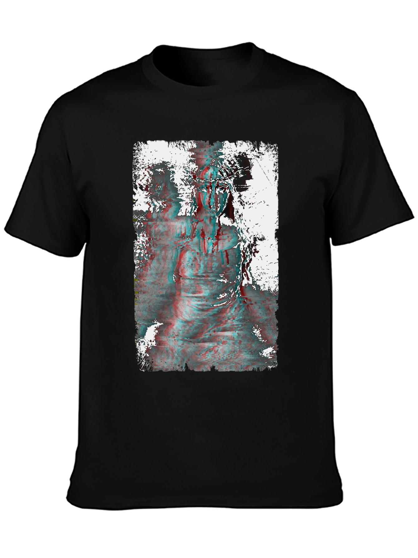 Distorted Statue Graphic Print Black T-Shirt