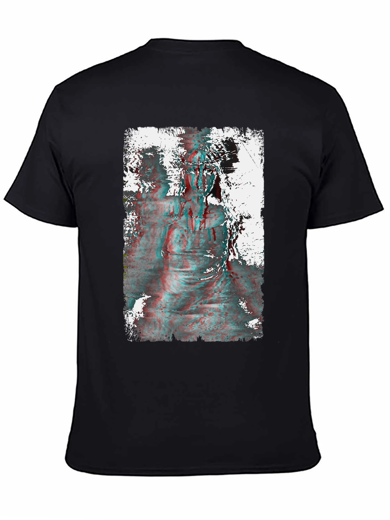 Distorted Statue Graphic Print Black T-Shirt