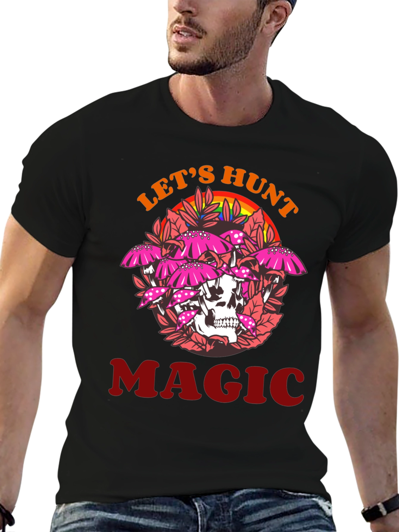 Lets Hunt Magic Tee - Skull & Mushroom Design