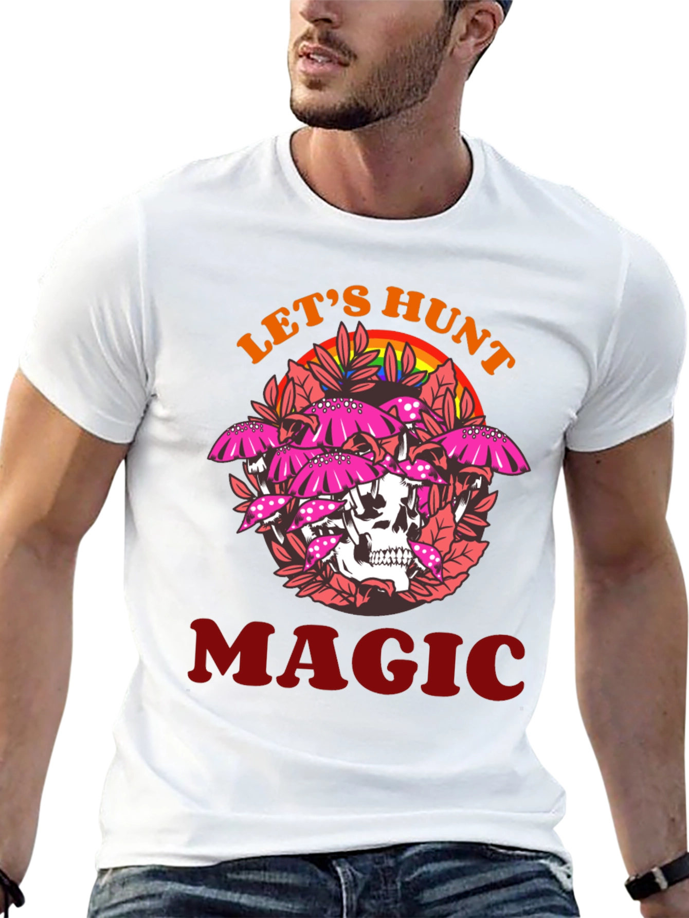 Lets Hunt Magic Tee - Skull & Mushroom Design