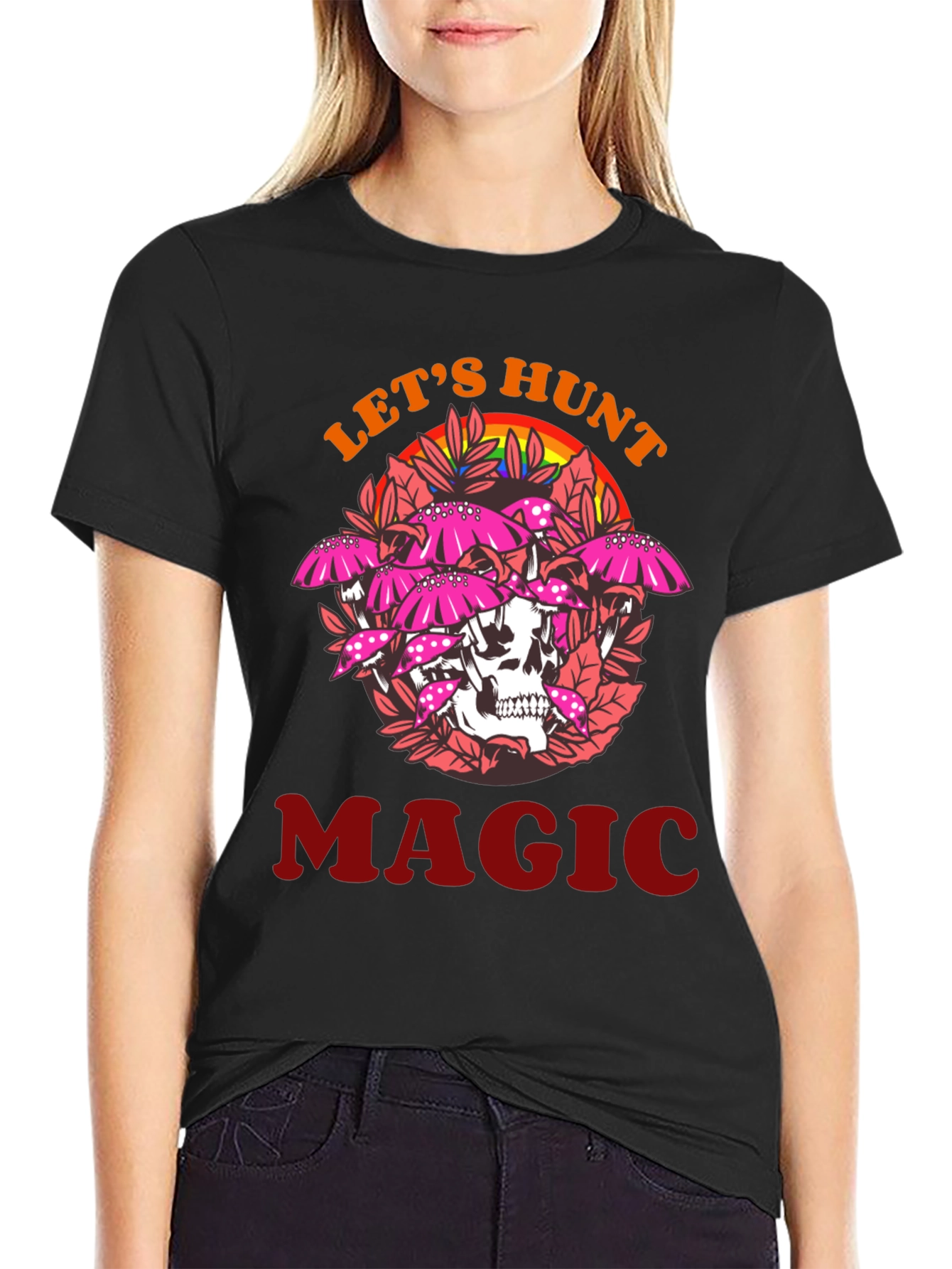 Lets Hunt Magic Tee - Skull & Mushroom Design