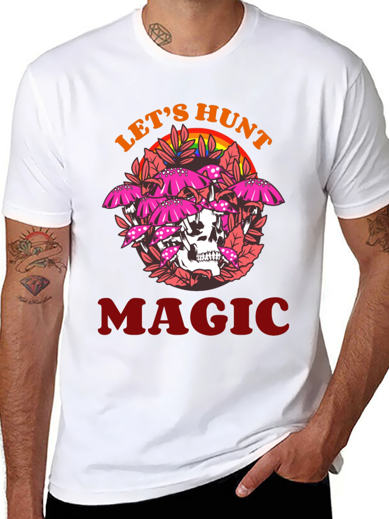 Lets Hunt Magic Tee - Skull & Mushroom Design
