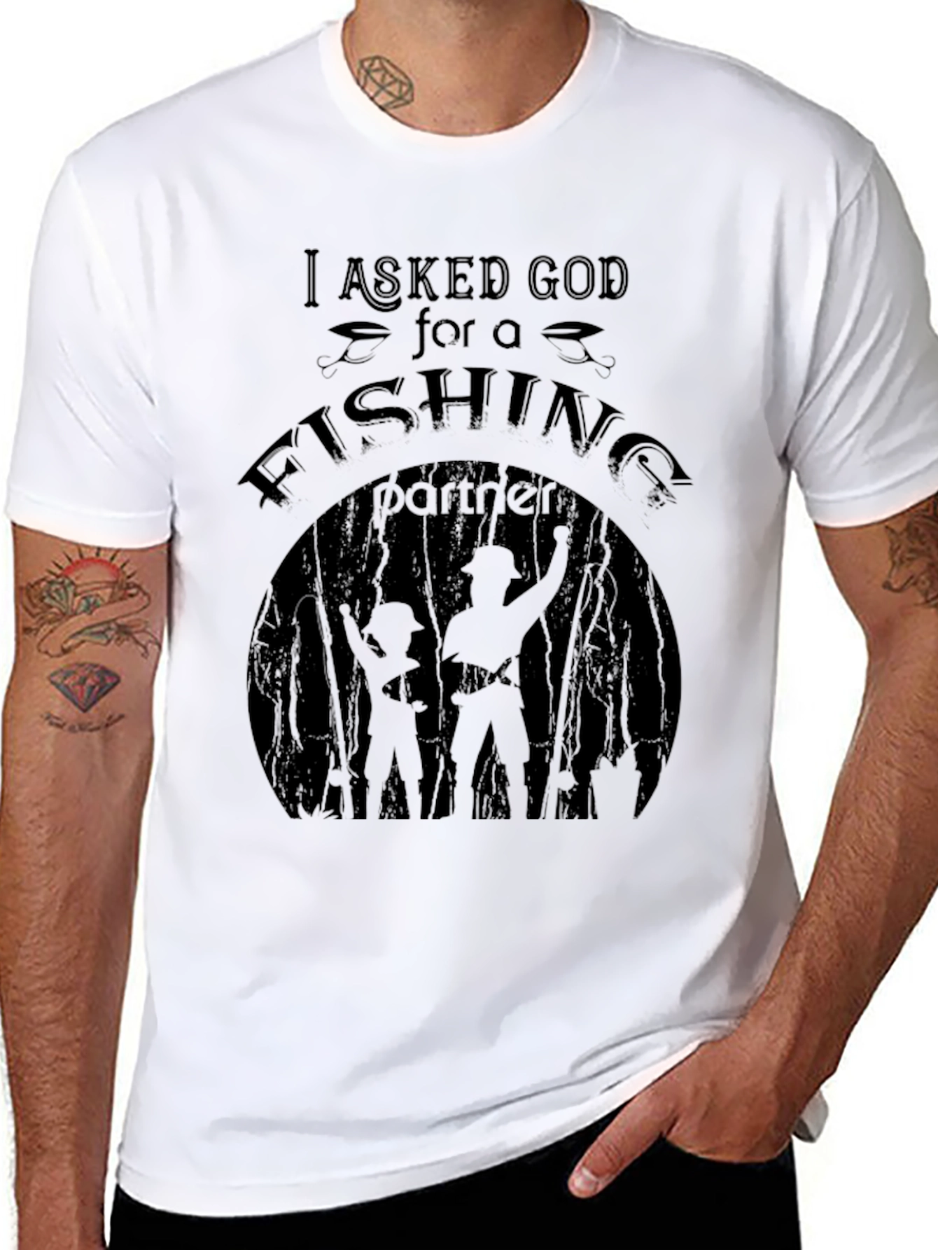 Fishing Partner Graphic Tee - Black Cotton Shirt