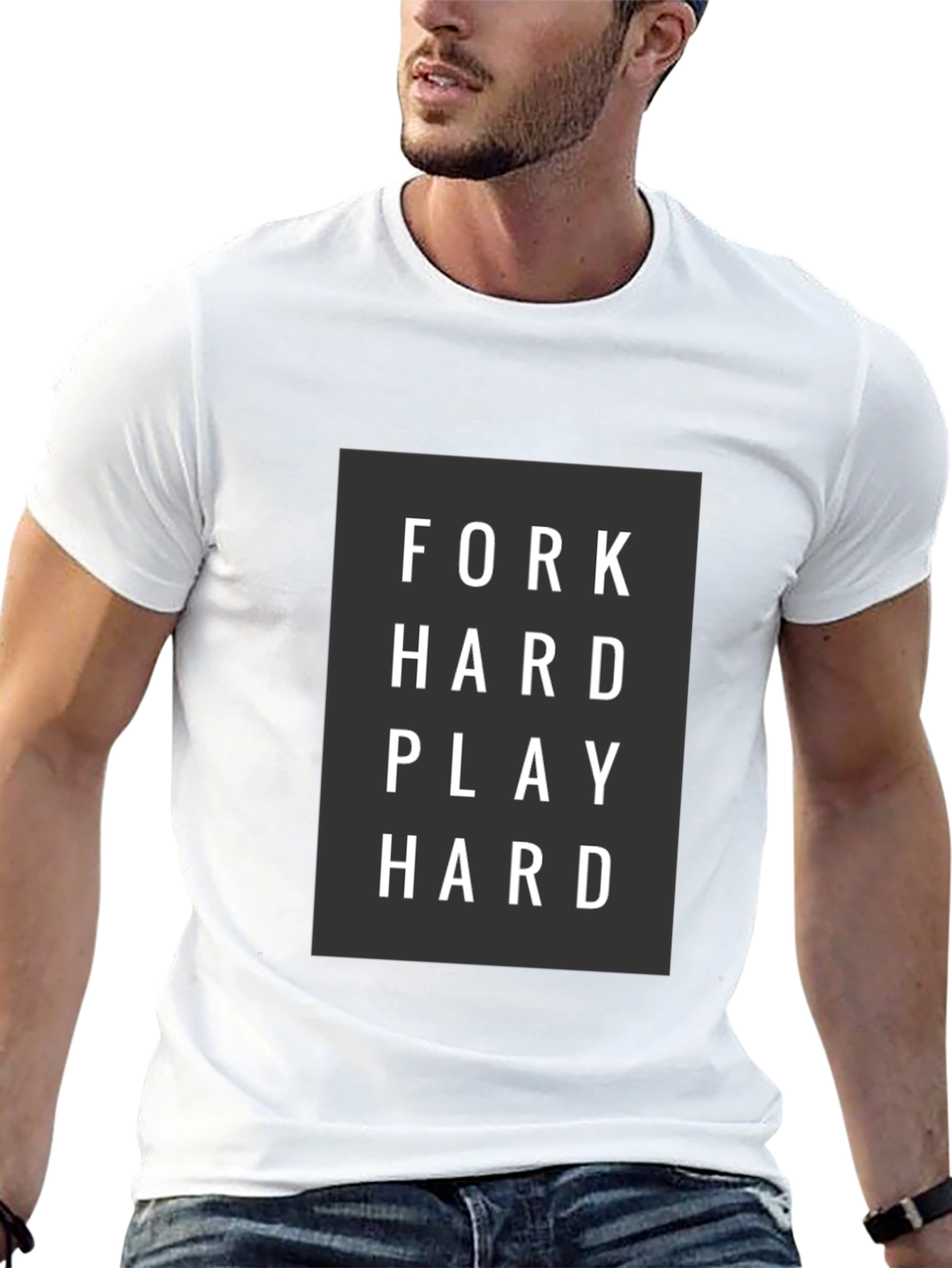Fork Hard Play Hard Mens Black Graphic Tee