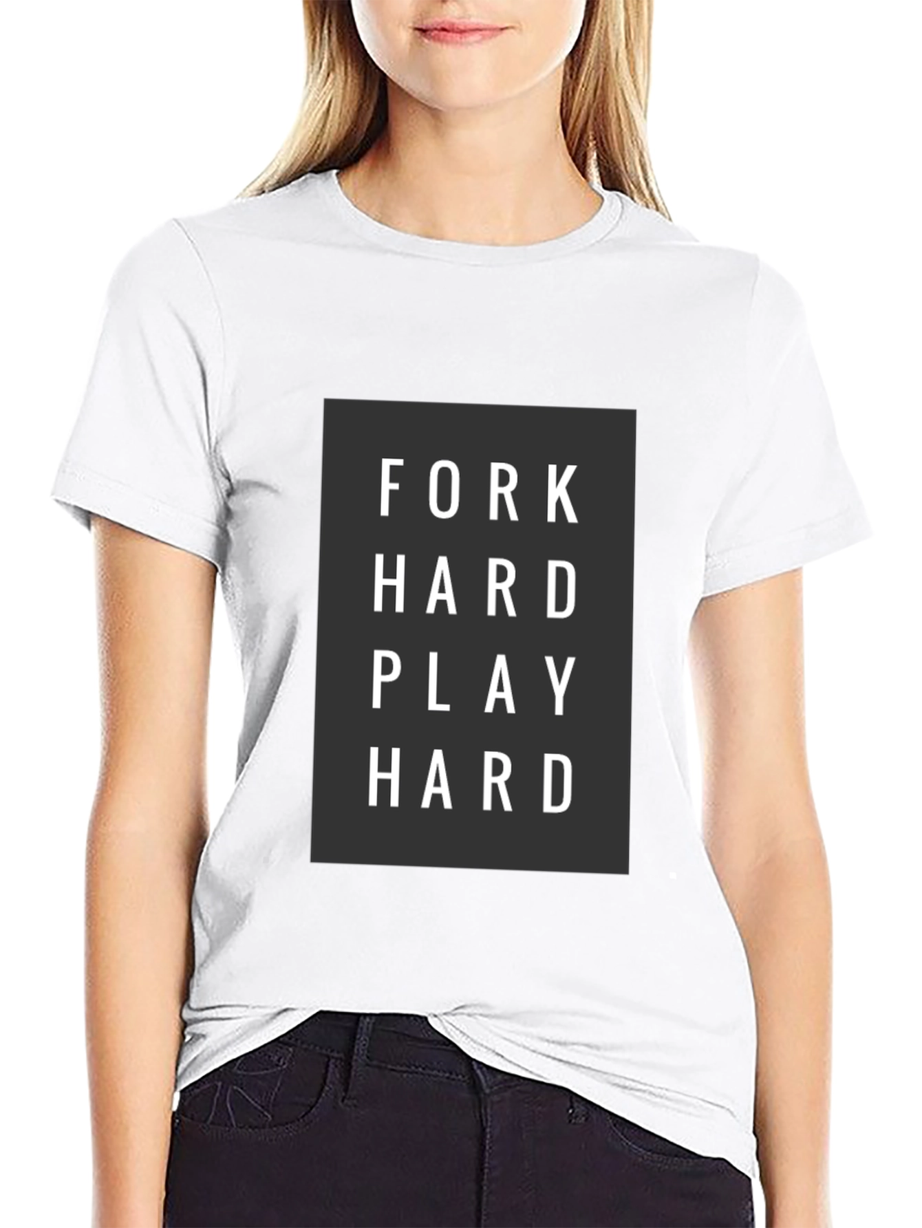 Fork Hard Play Hard Mens Black Graphic Tee