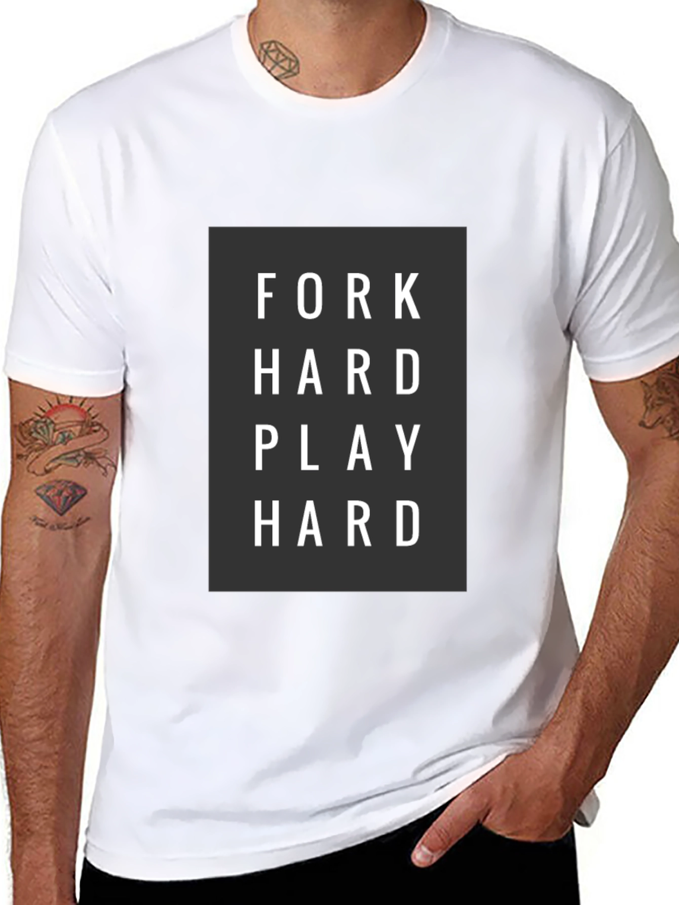 Fork Hard Play Hard Mens Black Graphic Tee