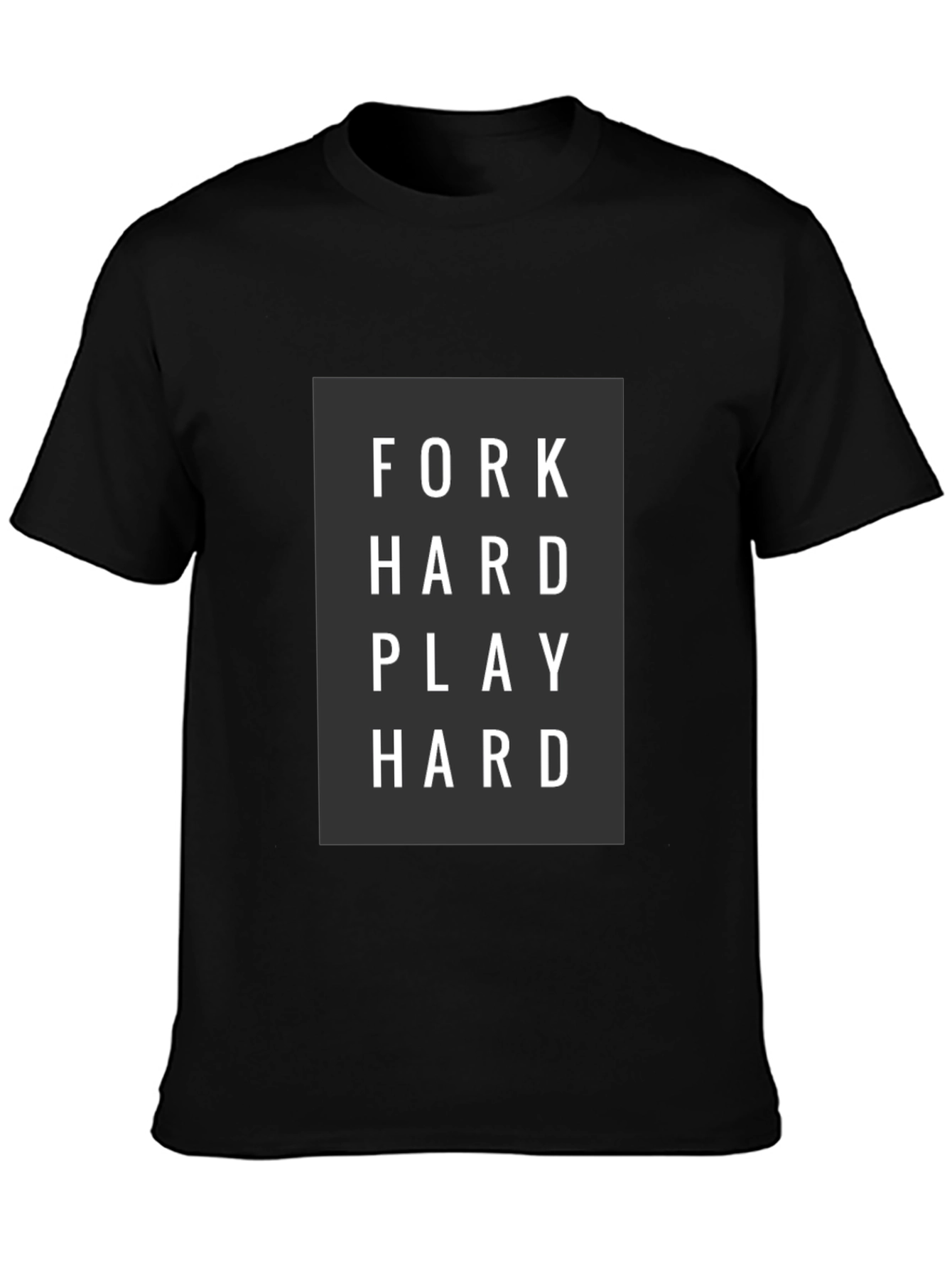 Fork Hard Play Hard Mens Black Graphic Tee