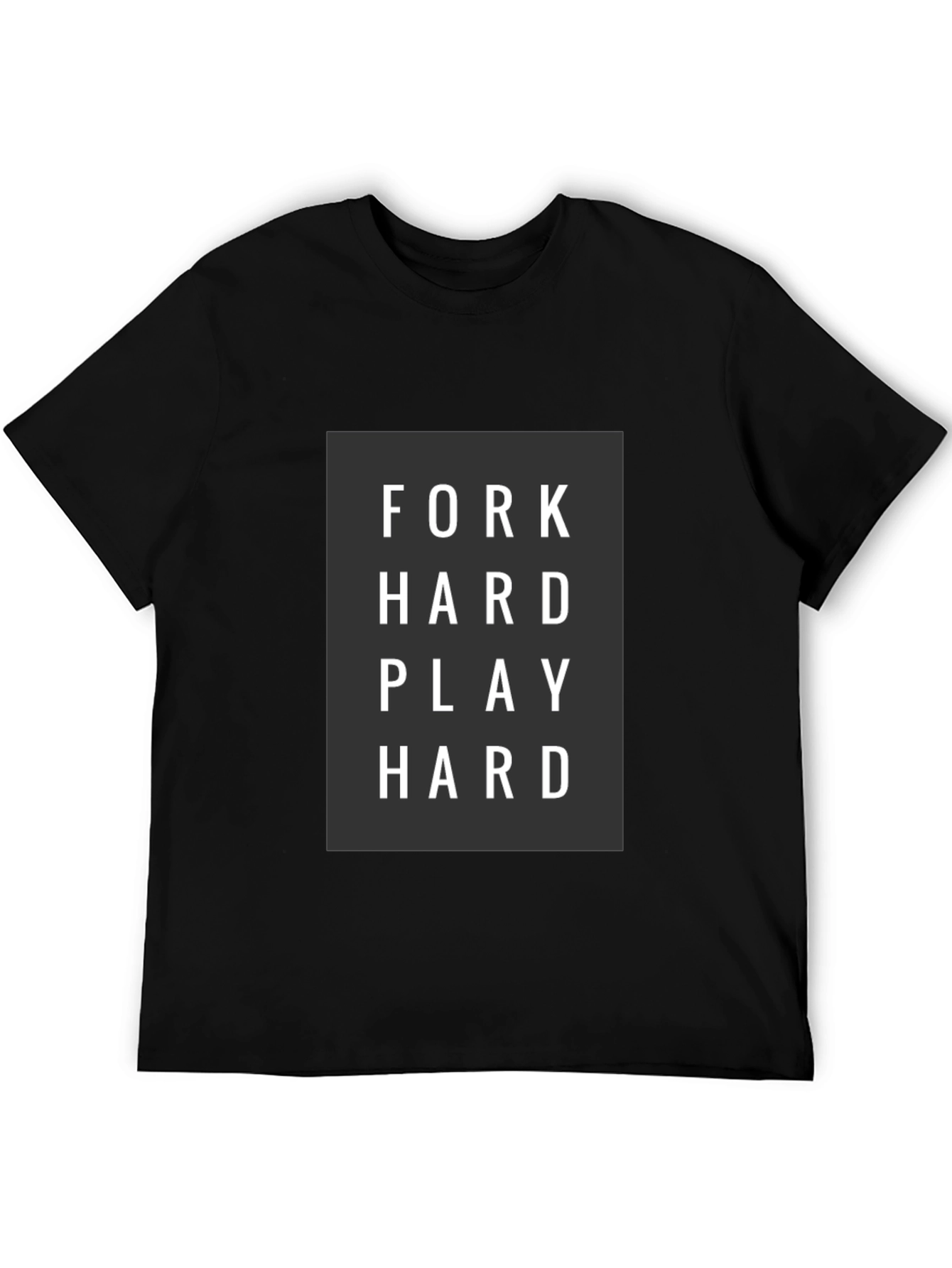 Fork Hard Play Hard Mens Black Graphic Tee