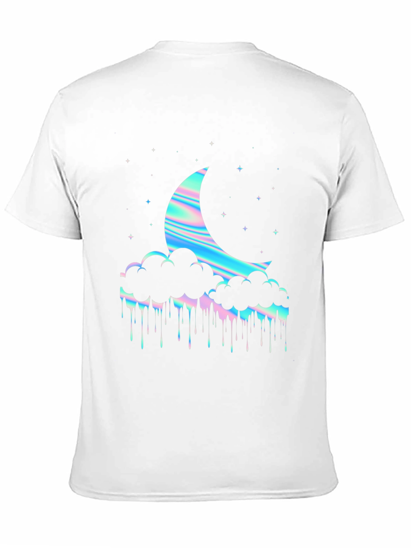 Holographic Moon & Cloud Graphic Tee - Black