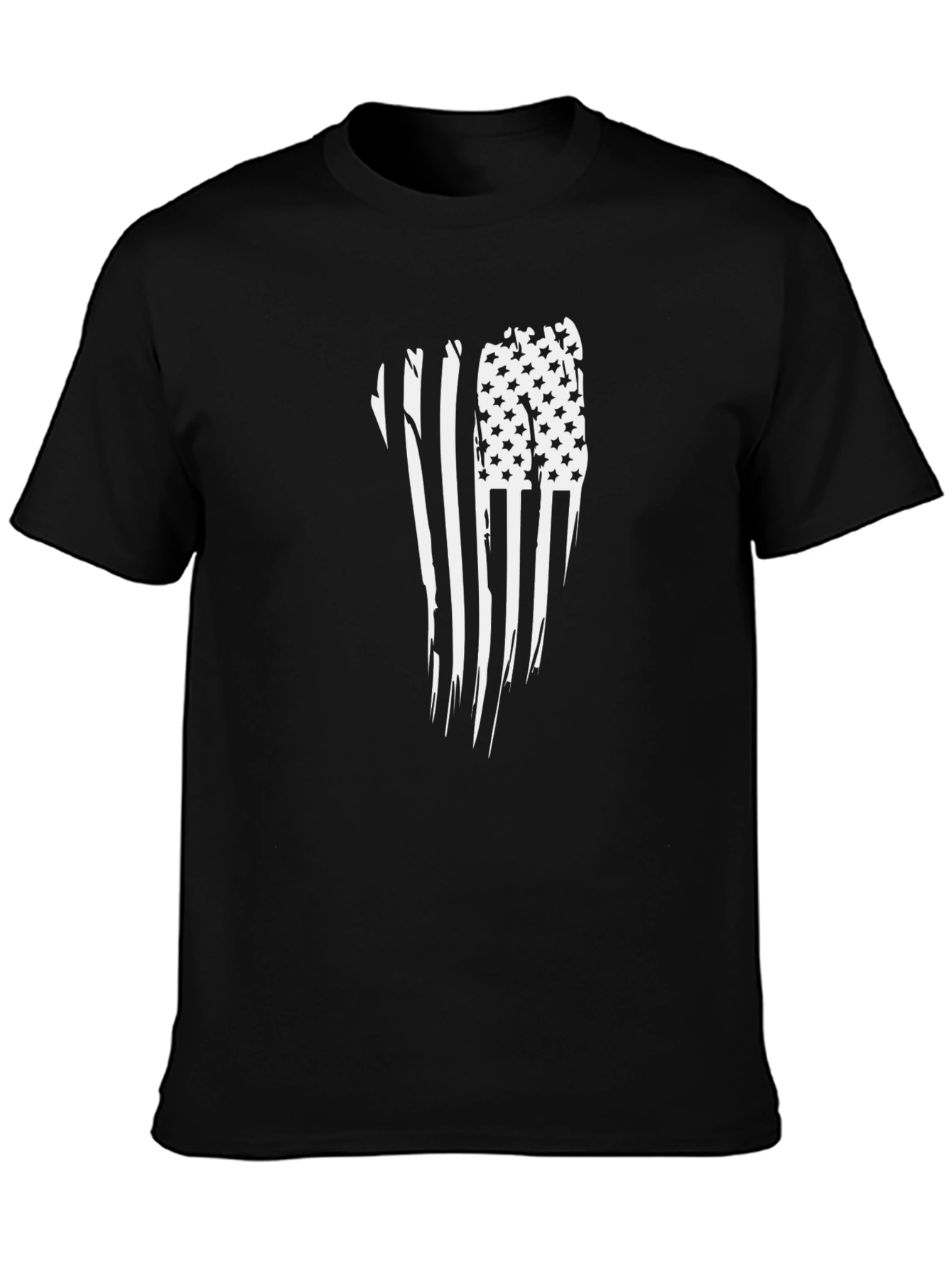 American Flag Distressed Graphic Tee - Black