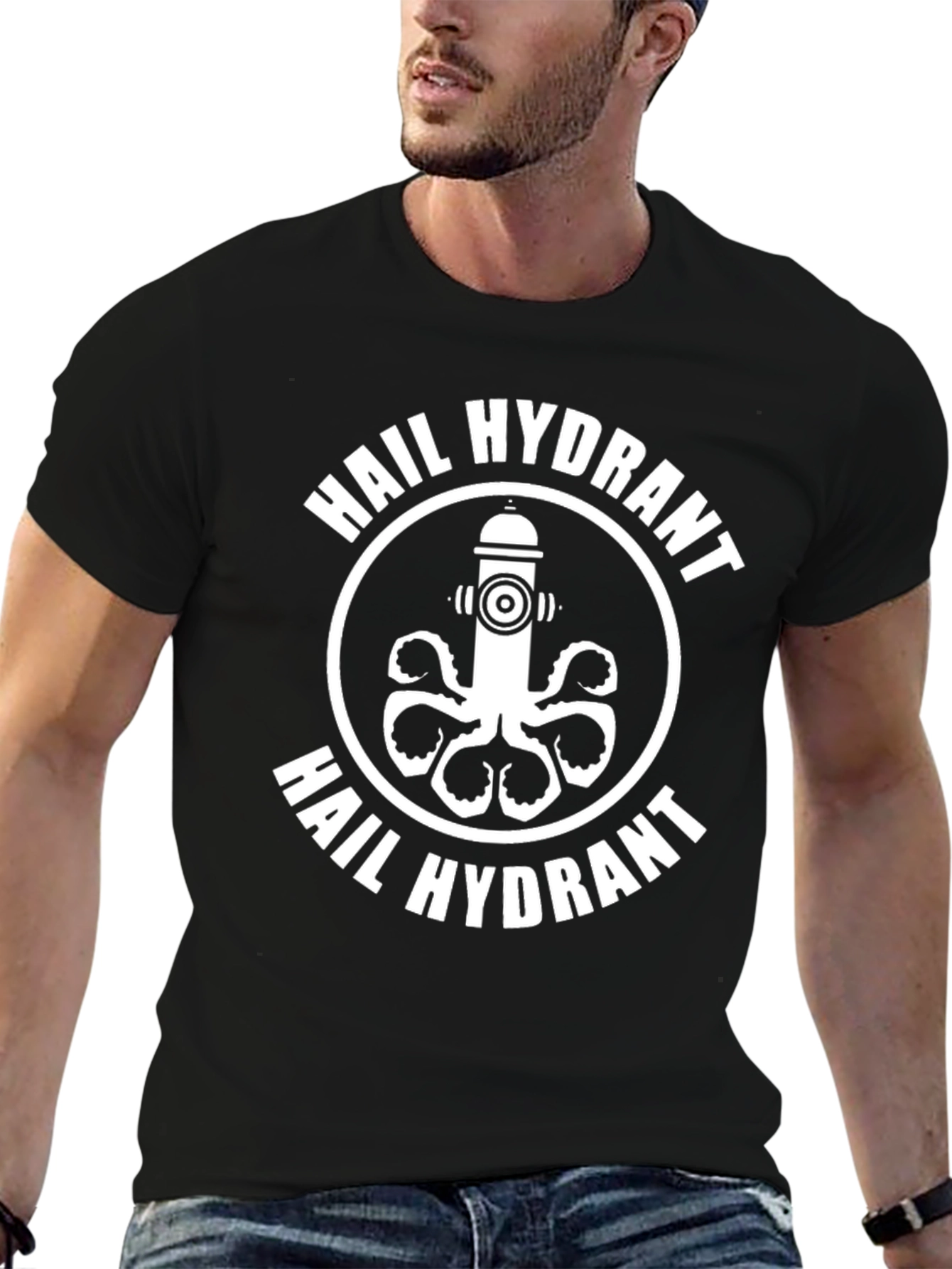 Hail Hydrant Graphic T-Shirt - Black Cotton Tee