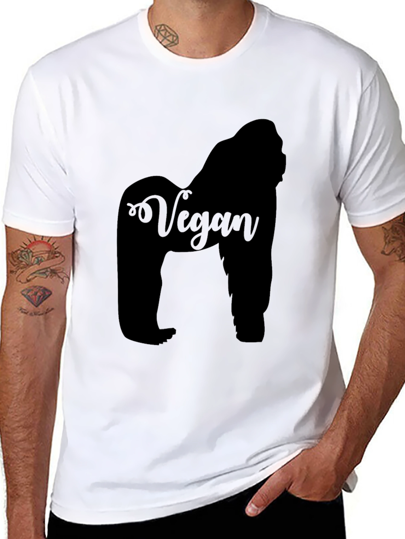 Vegan Gorilla Graphic Tee - Black