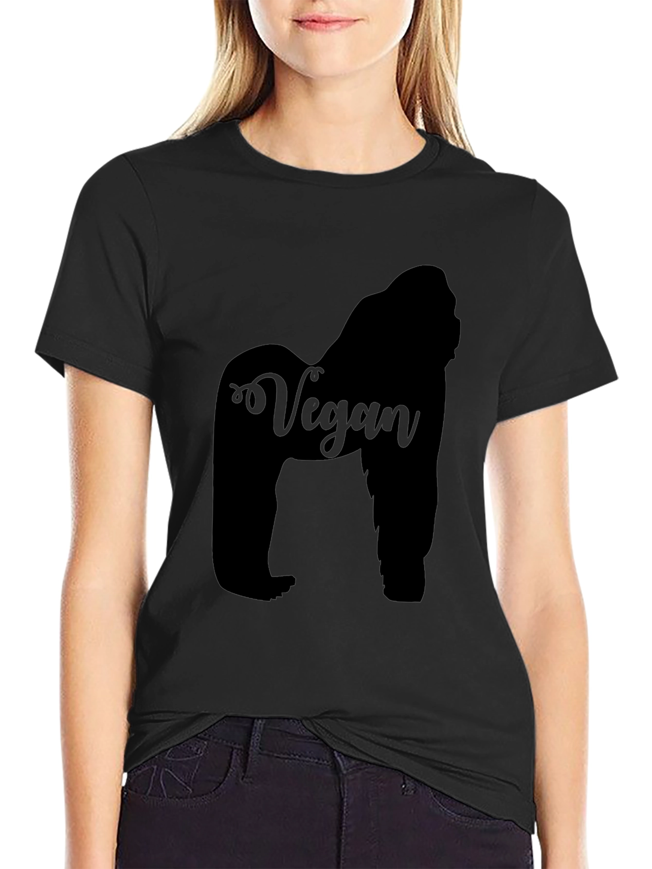 Vegan Gorilla Graphic Tee - Black