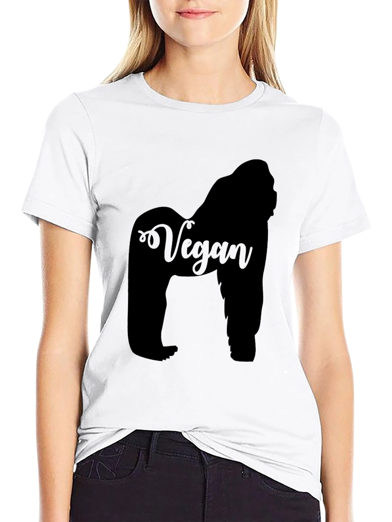 Vegan Gorilla Graphic Tee - Black