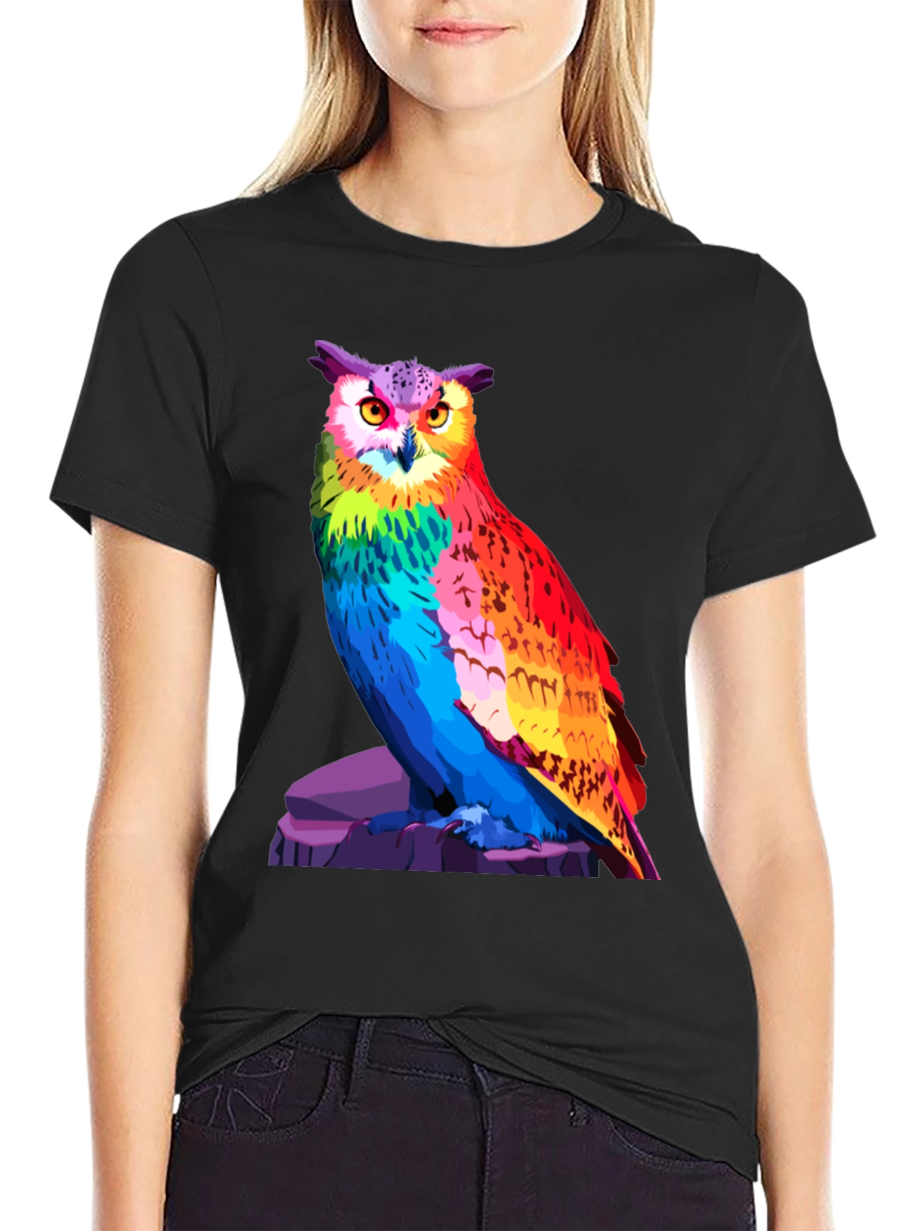 Vibrant Owl Graphic T-Shirt