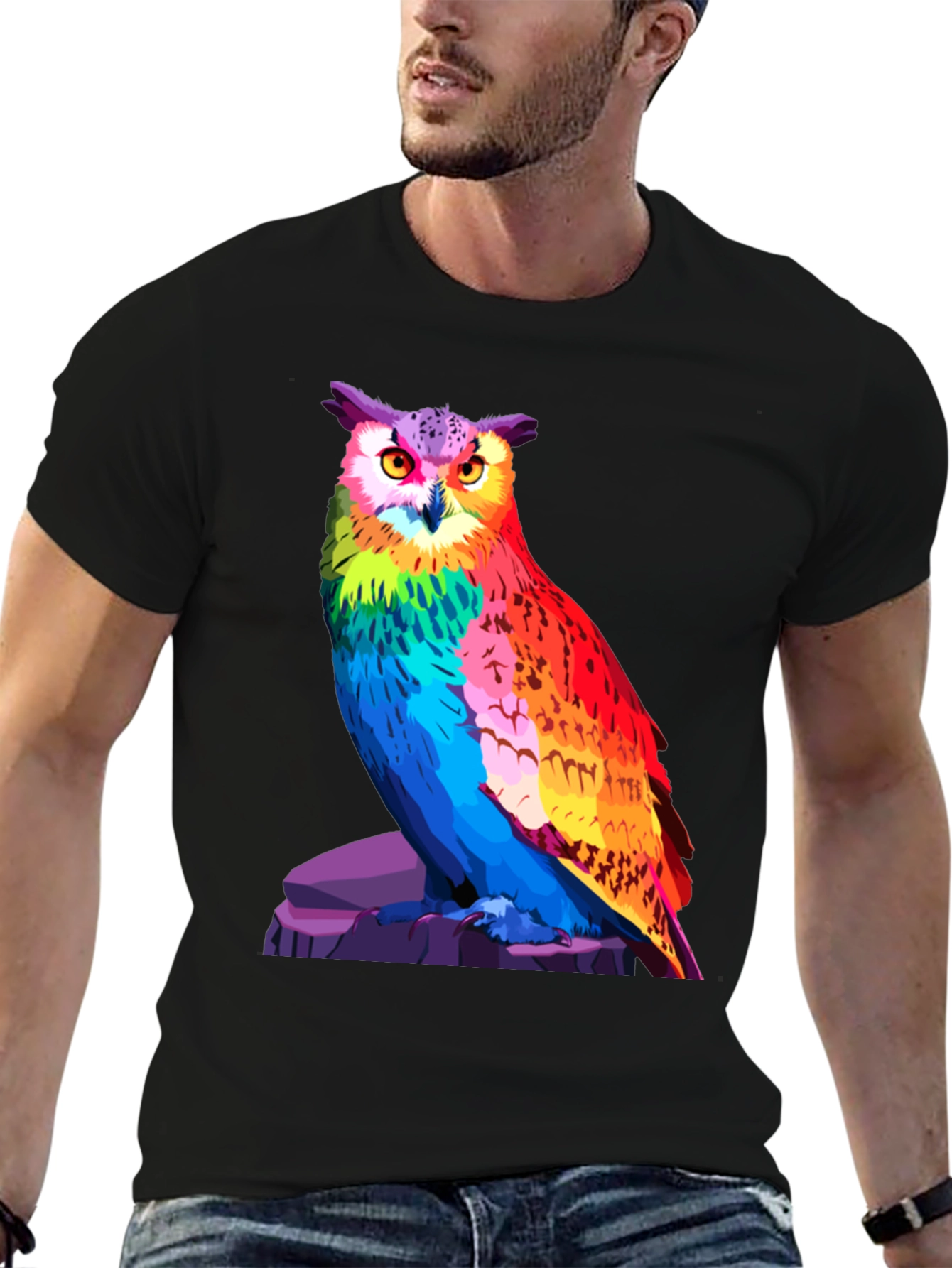 Vibrant Owl Graphic T-Shirt