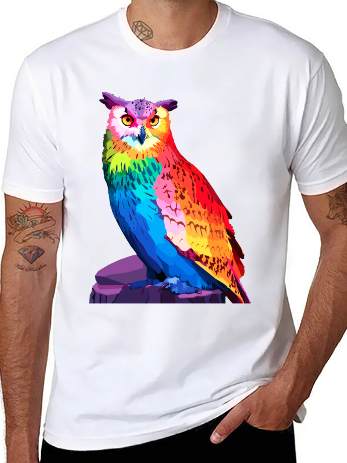 Vibrant Owl Graphic T-Shirt