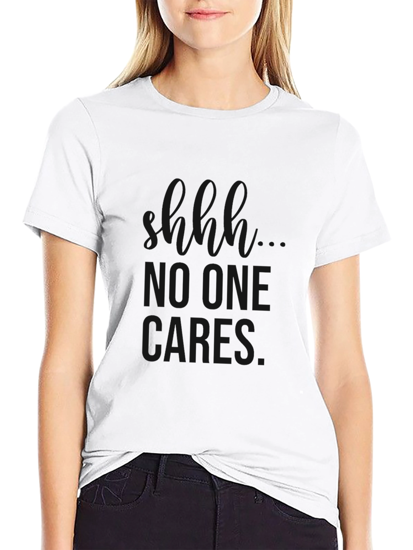 No One Cares Graphic Black T-Shirt for Men
